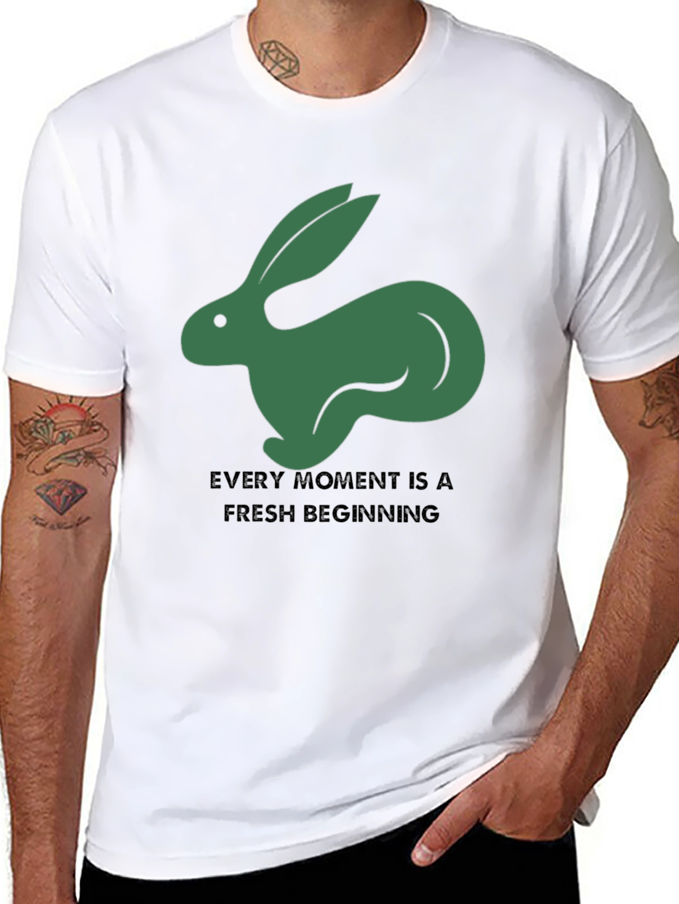 Black Hare Graphic Tee: Fresh Beginning T-Shirt view 8