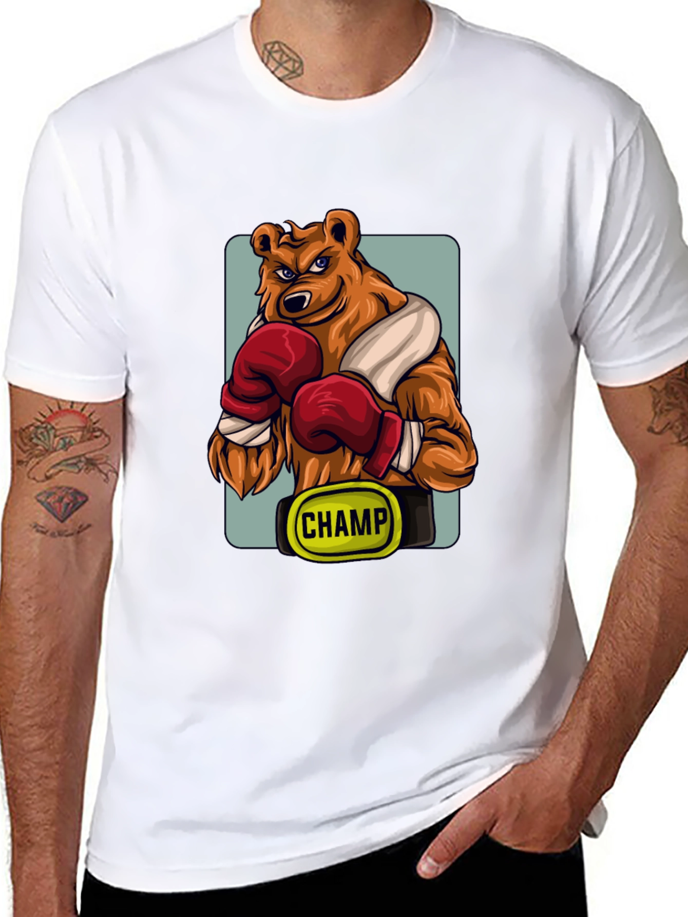 Black Boxing Bear Champ Graphic T-Shirt view 8