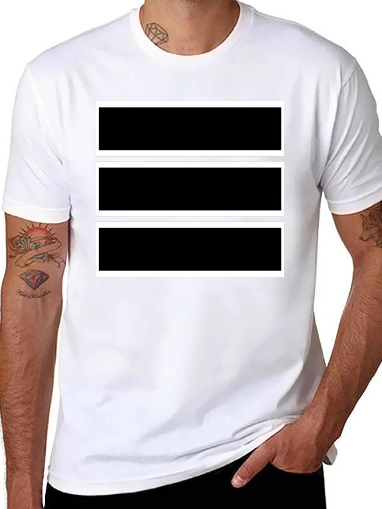 Black Black Tee with Bold Rectangular Design view 8