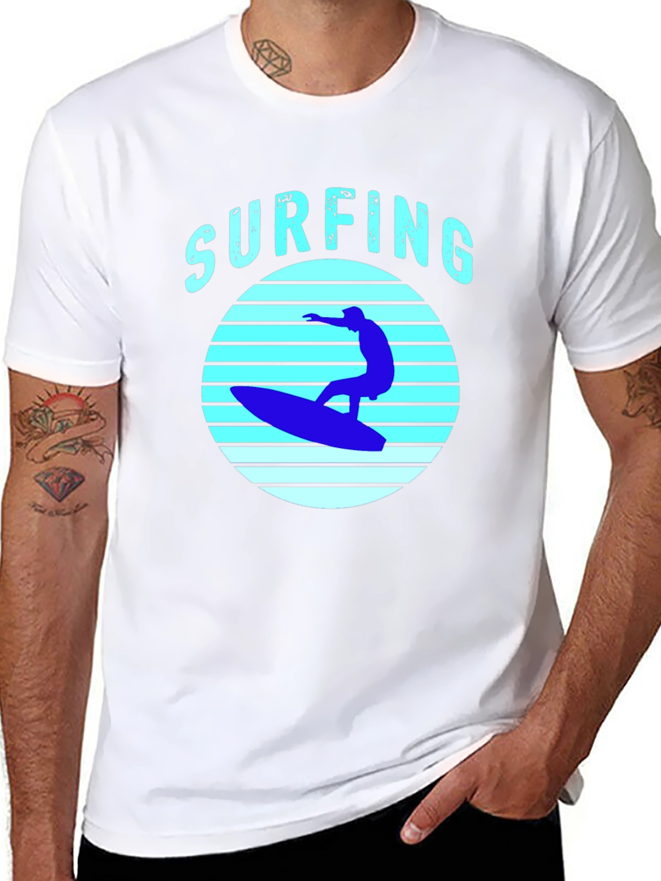 Black Surfing T-Shirt - Black Surf Graphic Tee view 8