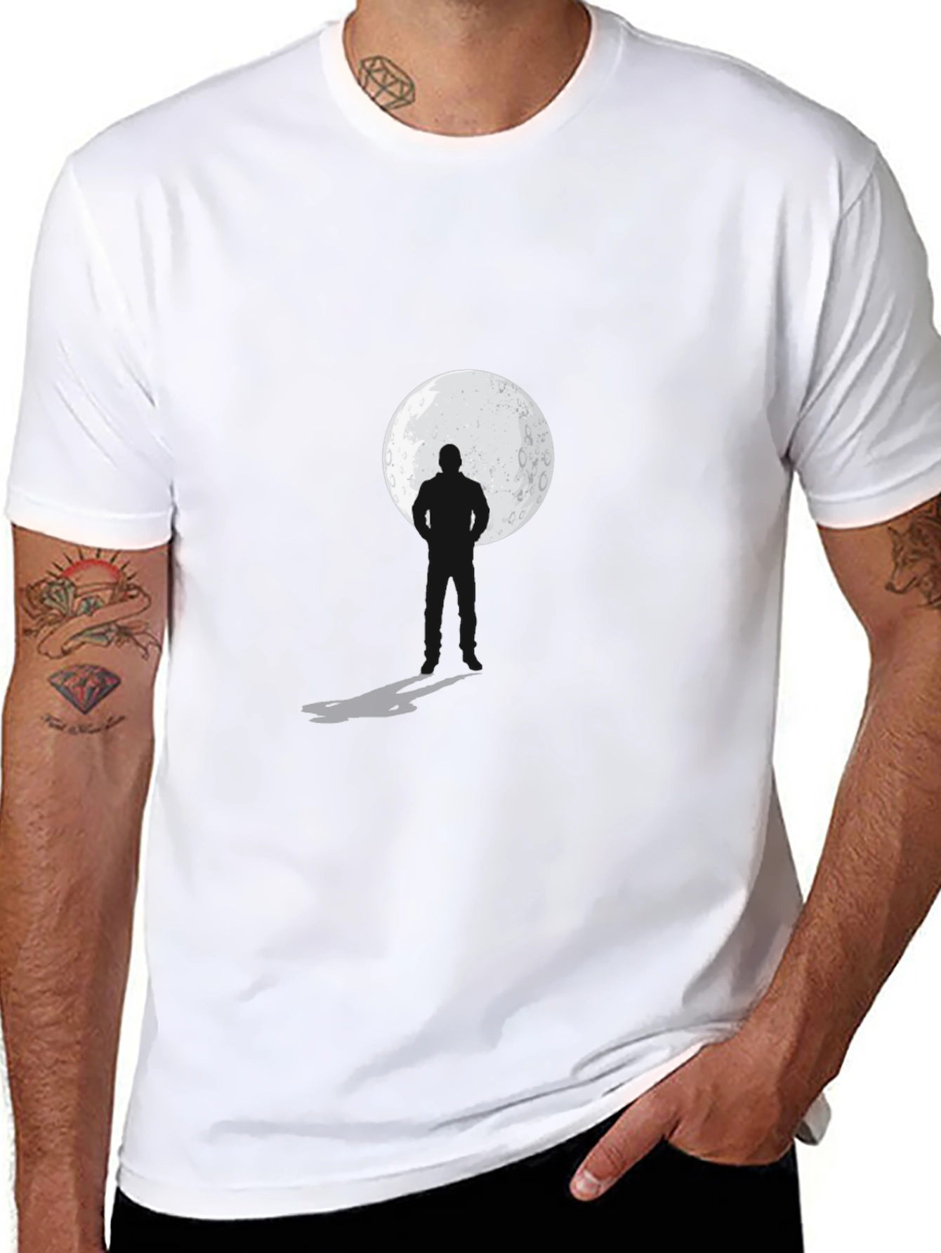 Black Silhouette Moon Graphic Black T-Shirt view 8