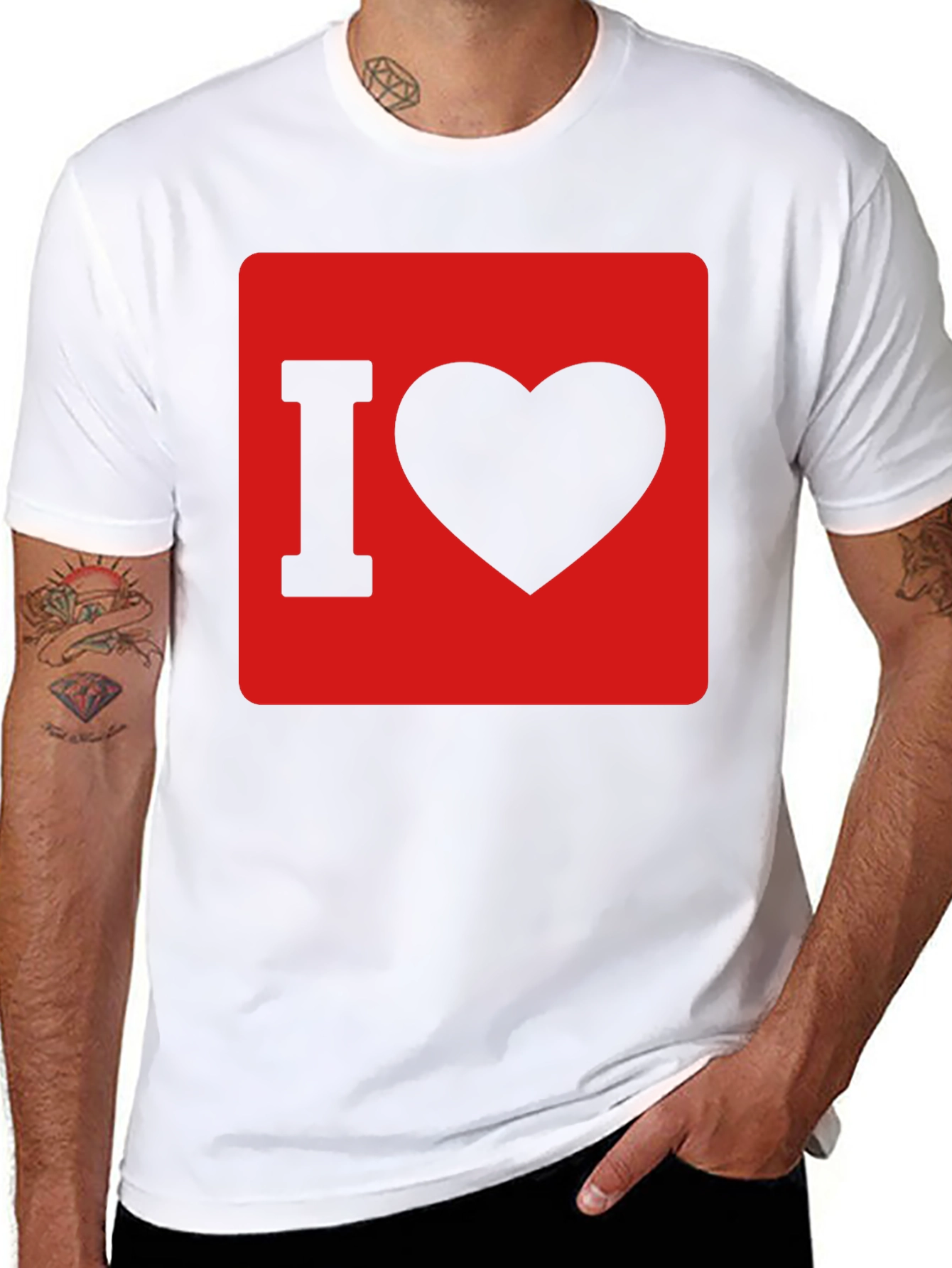 Black I Love Heart Graphic T-Shirt - Black Cotton Tee view 8