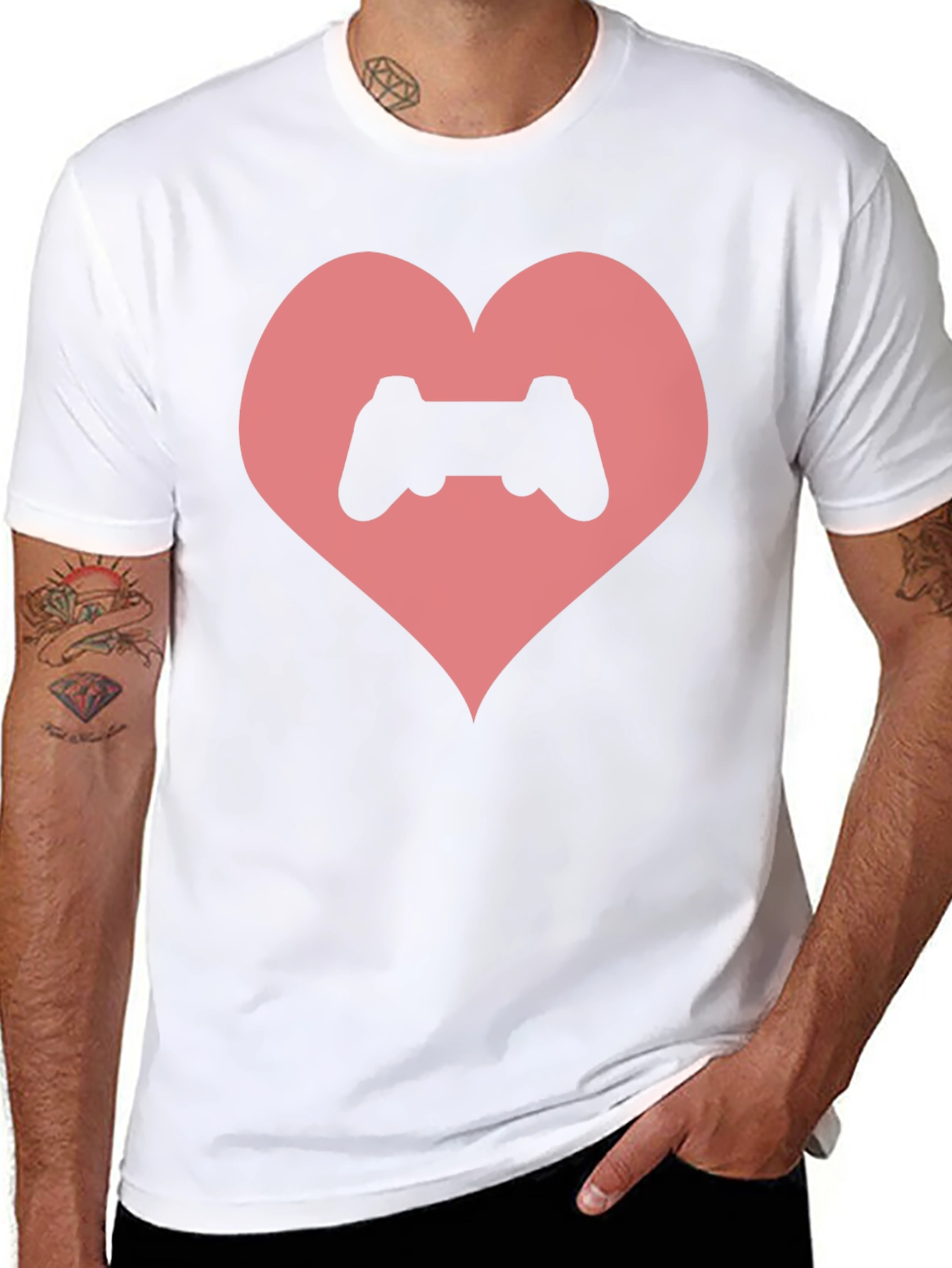 Black Gamer Heart T-Shirt - Love Gaming Tee view 8