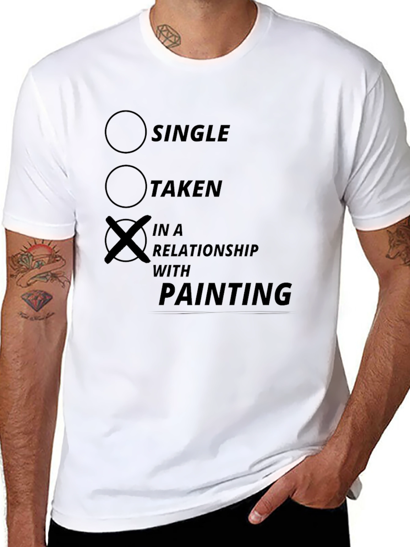 Black Relationship with Painting T-Shirt - Single Taken Artist Tee view 8