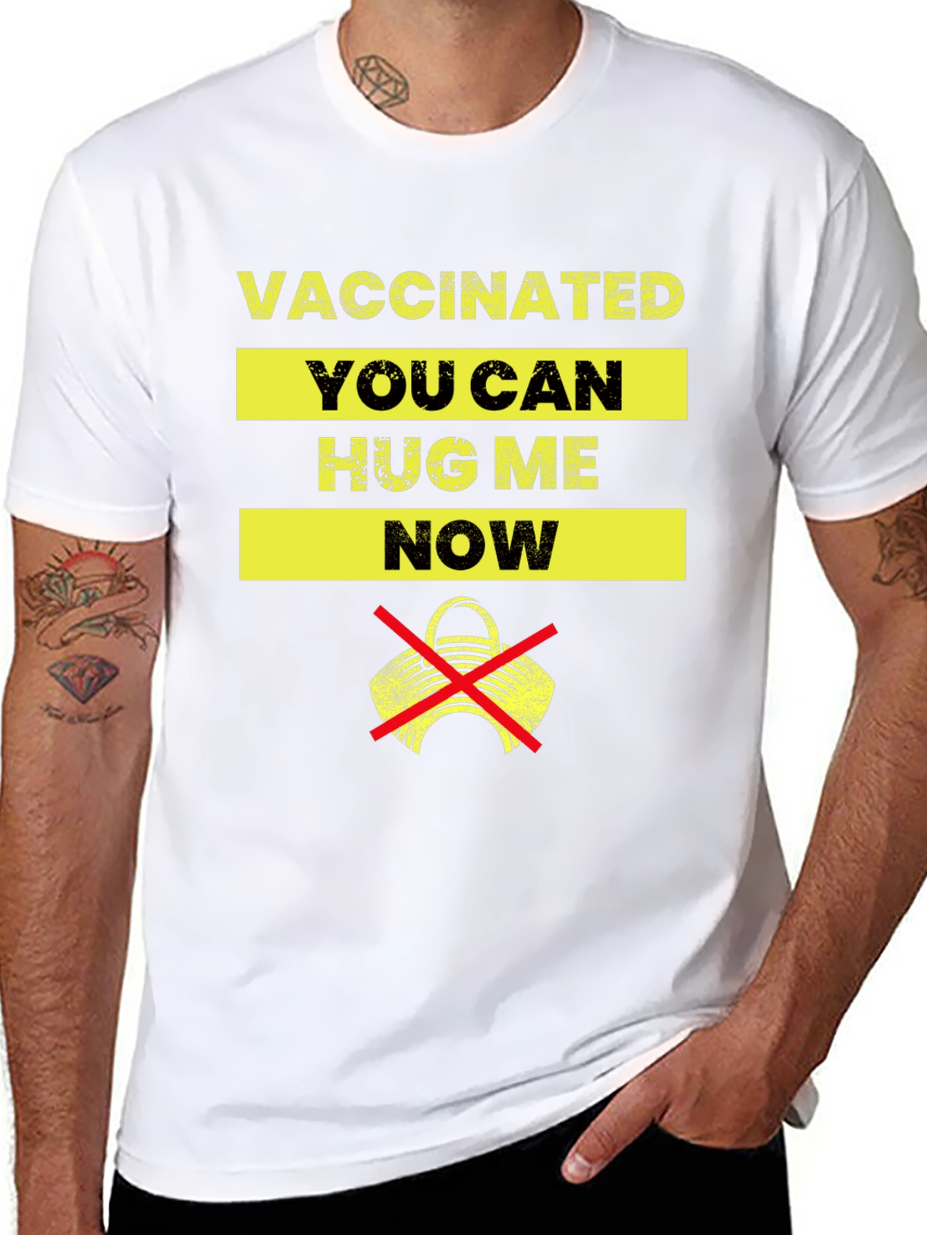 Black Vaccinated Hug Me Now Graphic T-Shirt view 8