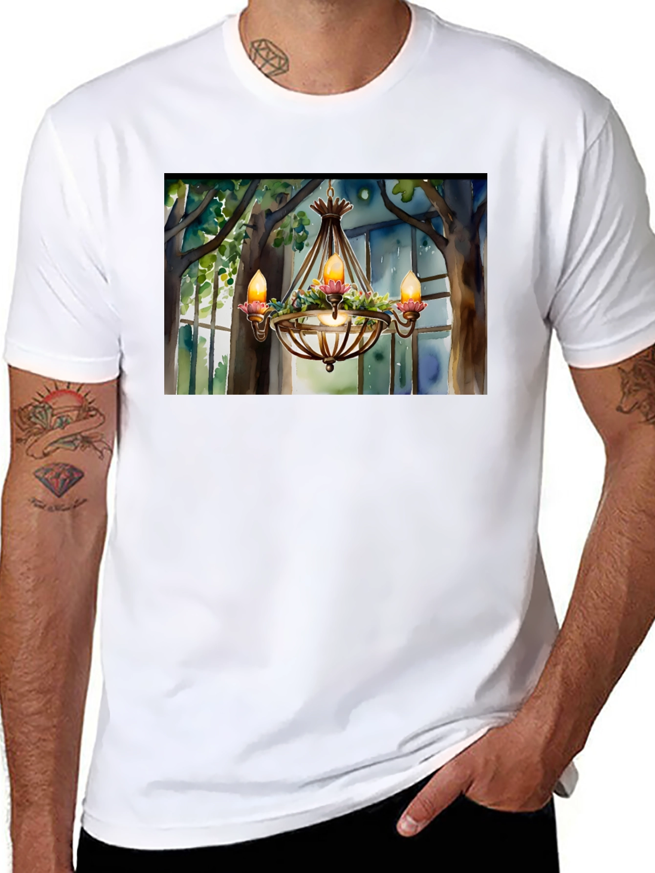 Black Chandelier T-Shirt - Elegant Design view 8