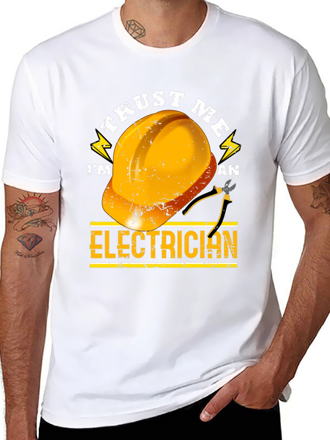 Black Trust Me I'm an Electrician T-Shirt view 8