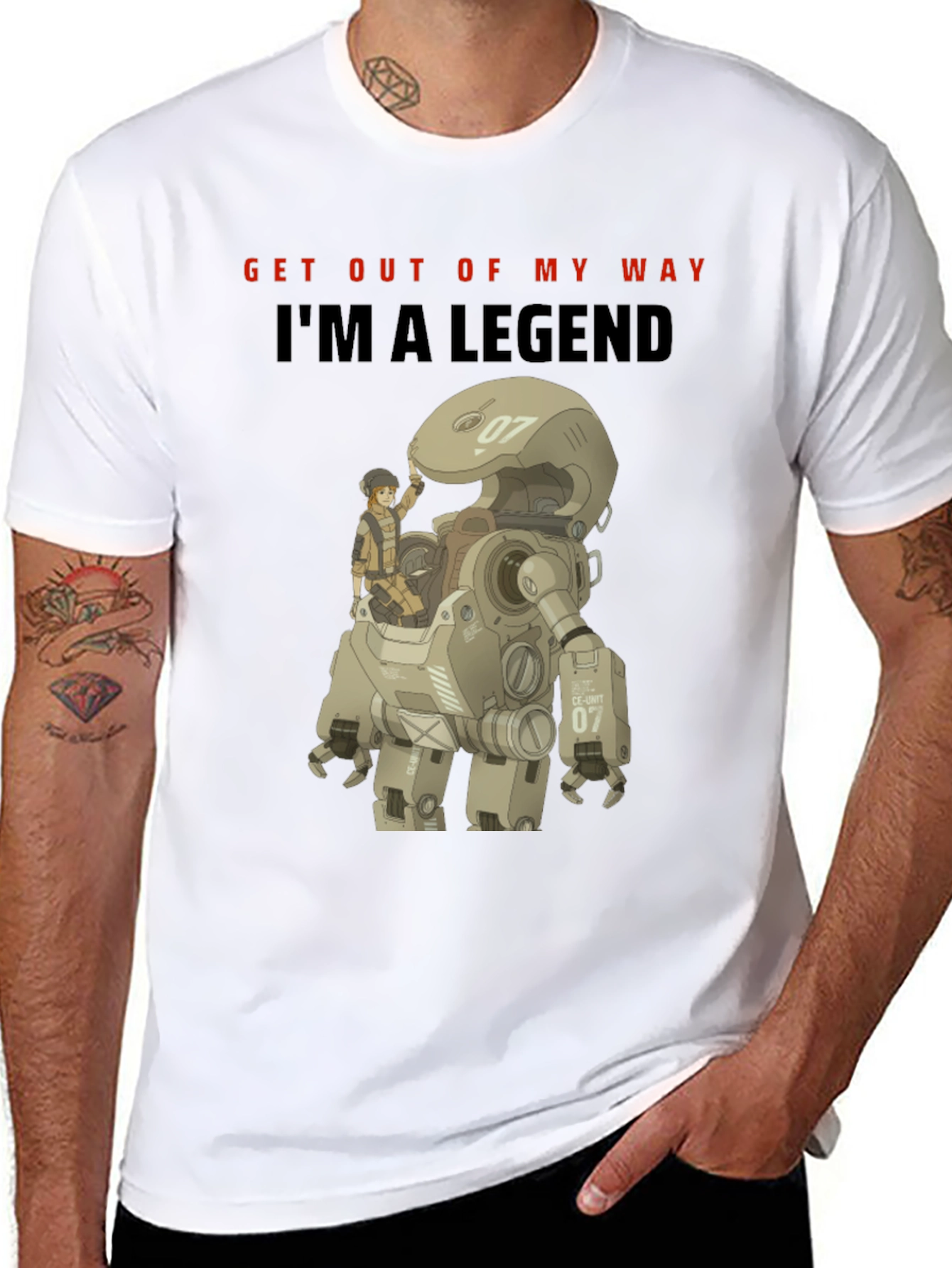 Black I'm A Legend Robot T-Shirt - Unique Graphic Tee view 8