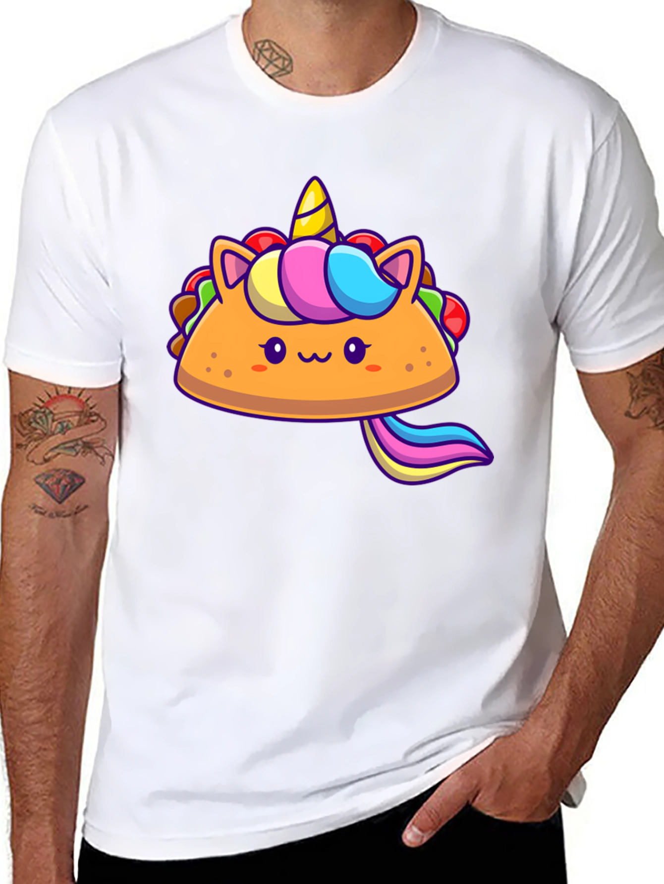 Black Unicorn Taco Graphic Tee - Cute Foodie Shirt view 8