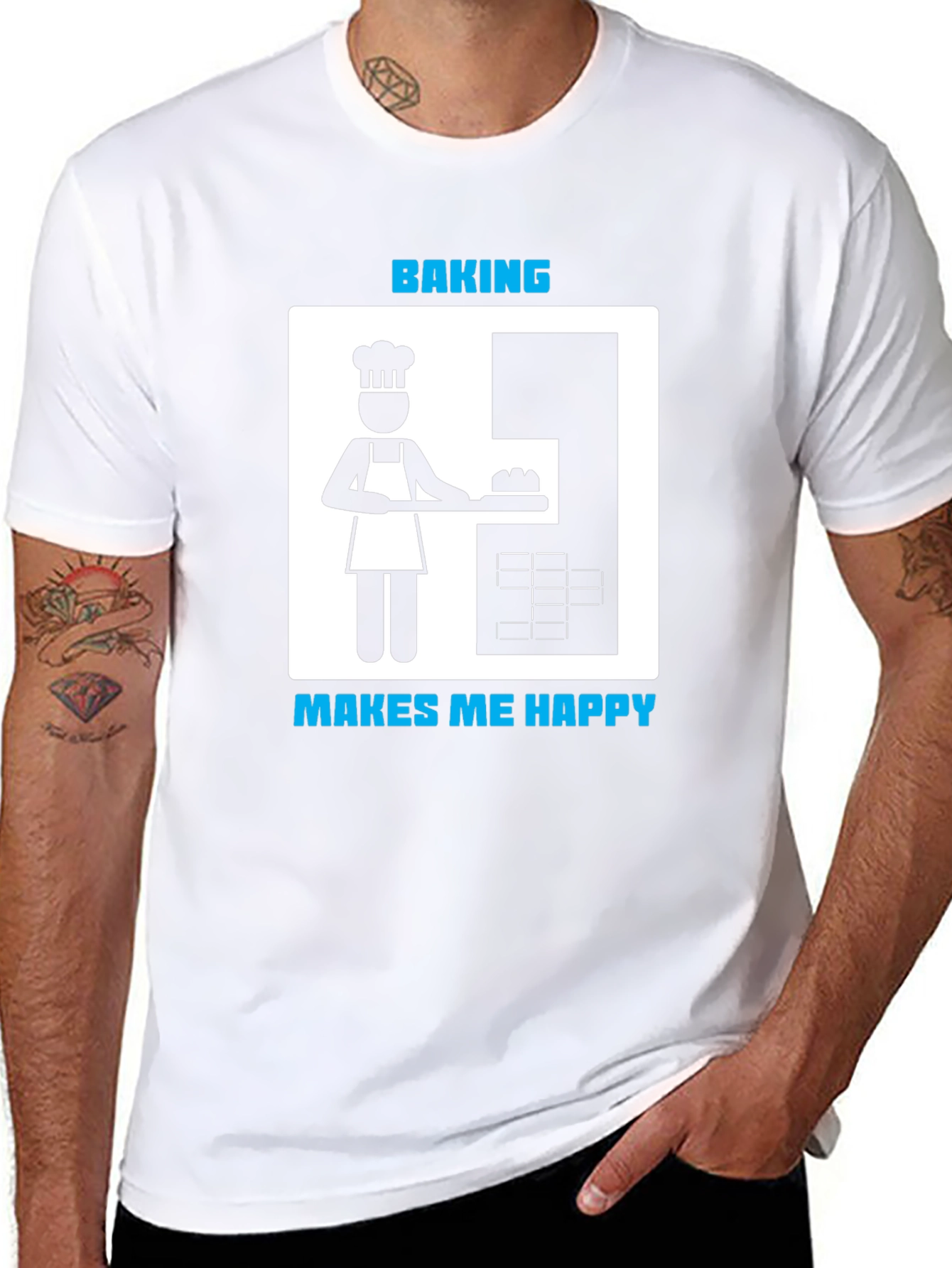 Baking Makes Me Happy T-Shirt - Funny Baker Tee - 8