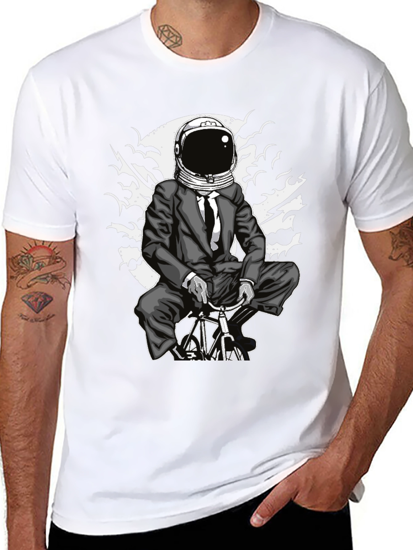 Black Astronaut Biker Black T-Shirt - Unique Graphic Tee view 8