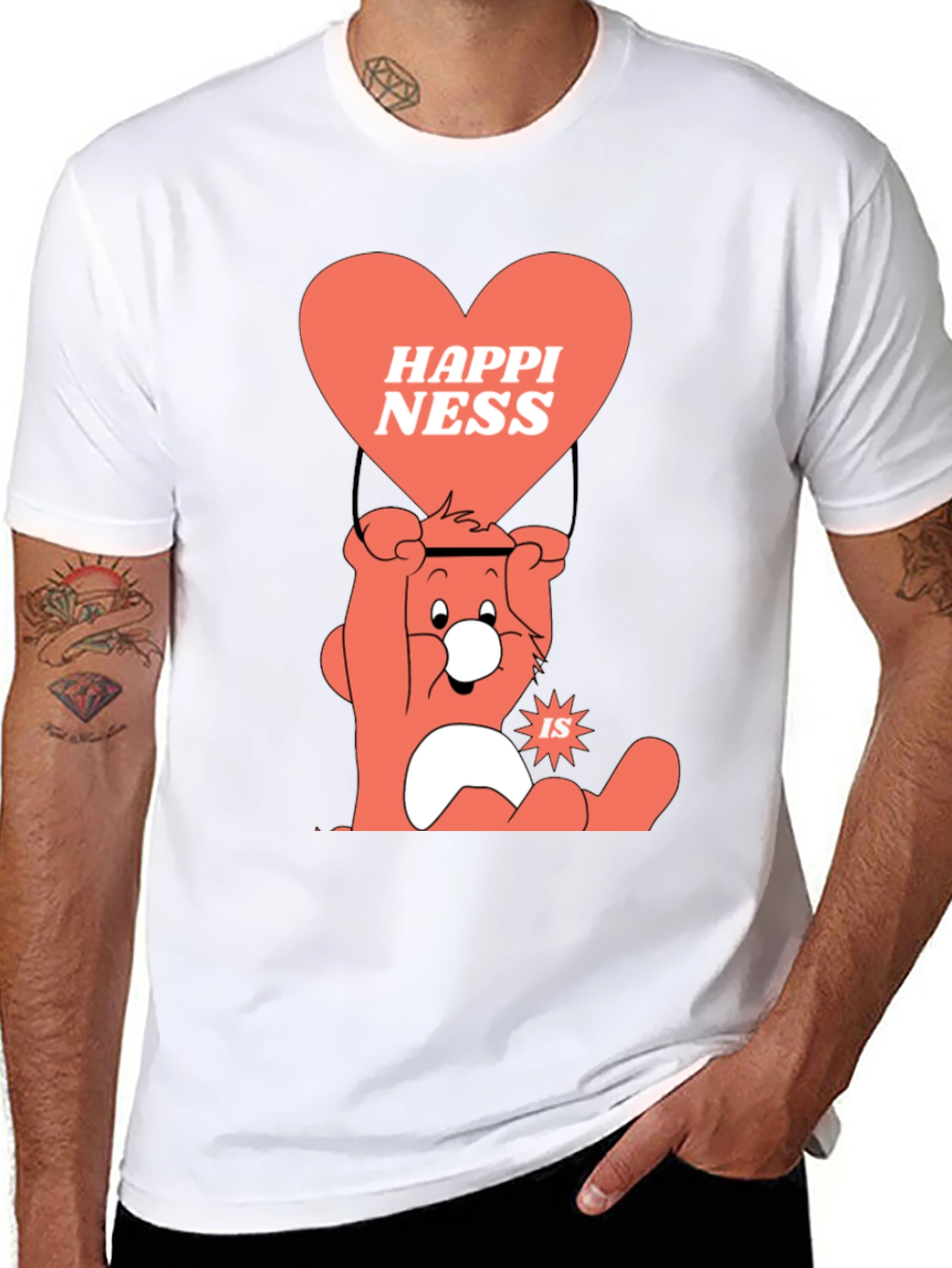 Black Happiness Bear Graphic T-Shirt view 8