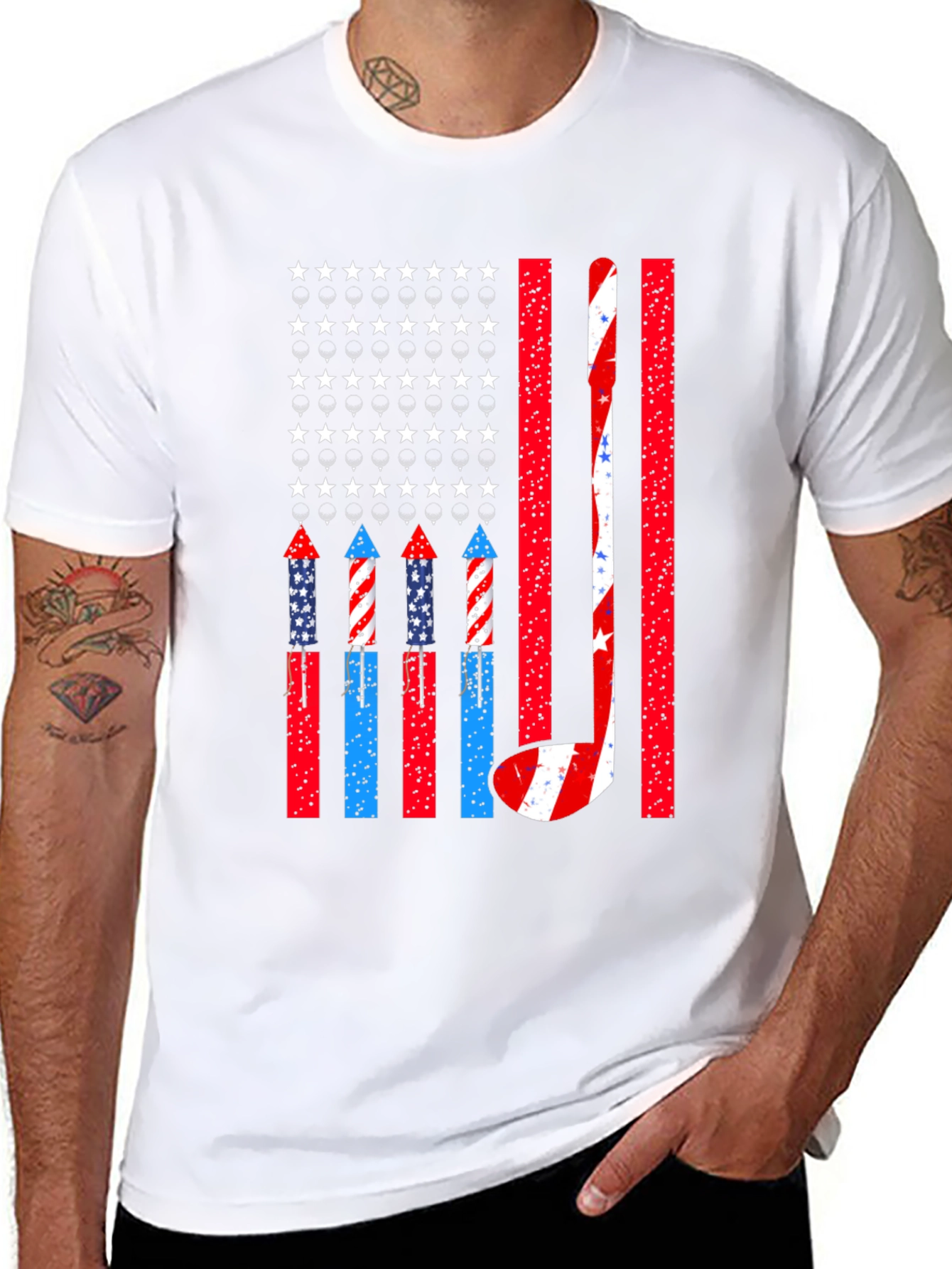 Black Patriotic Hockey USA Flag T-Shirt view 8