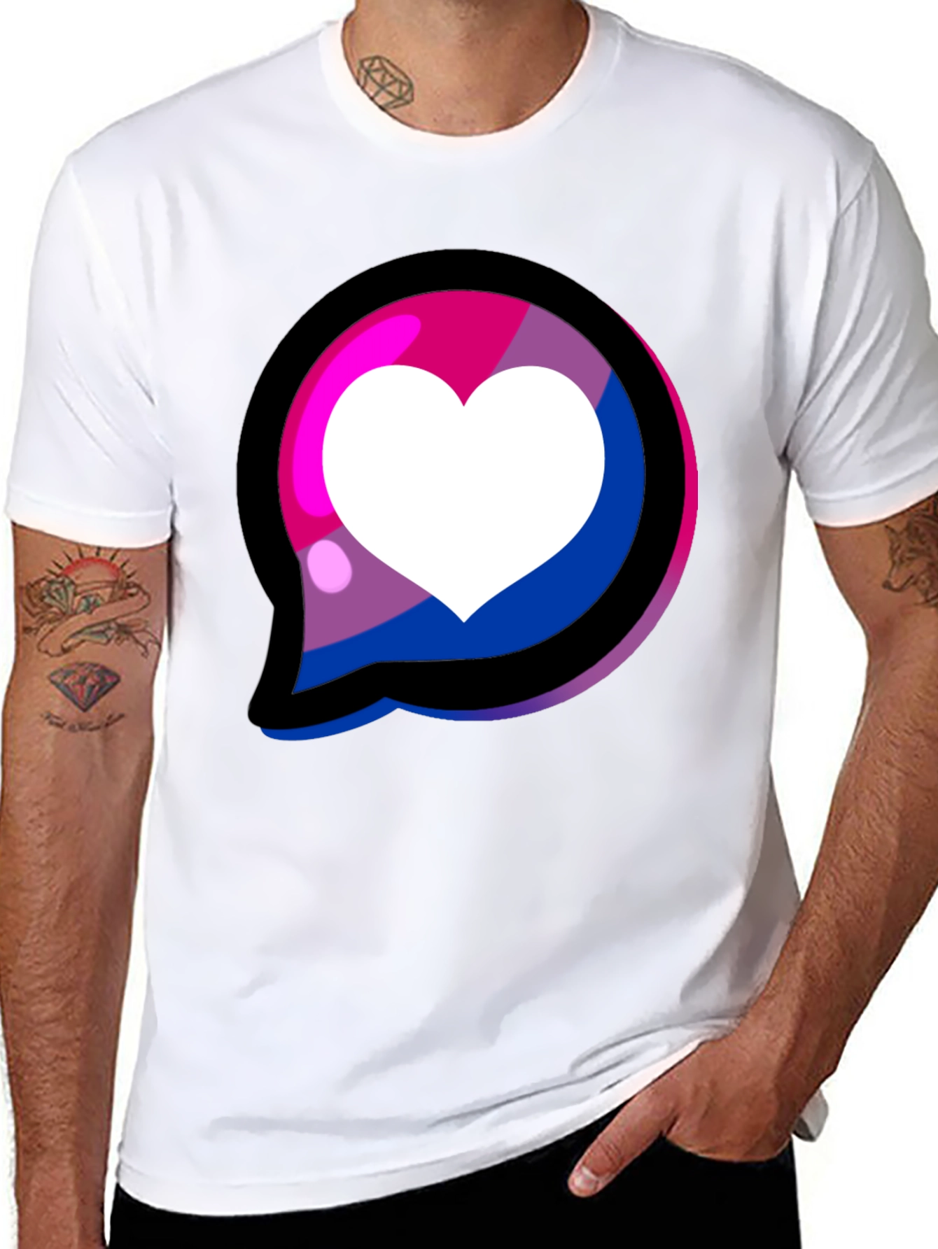 Black Bisexual Pride Heart T-Shirt view 8
