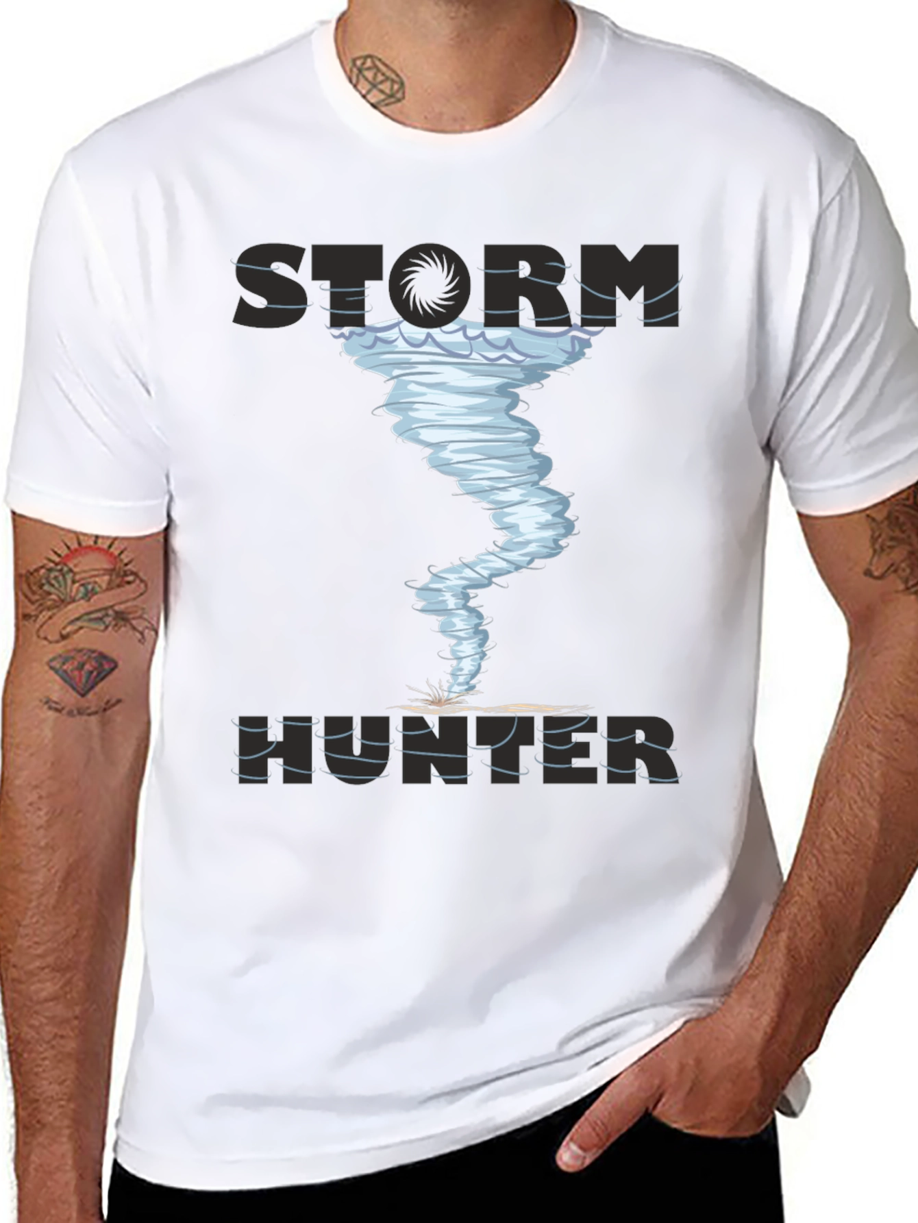 Black Storm Hunter Graphic Tee - Tornado Design view 8
