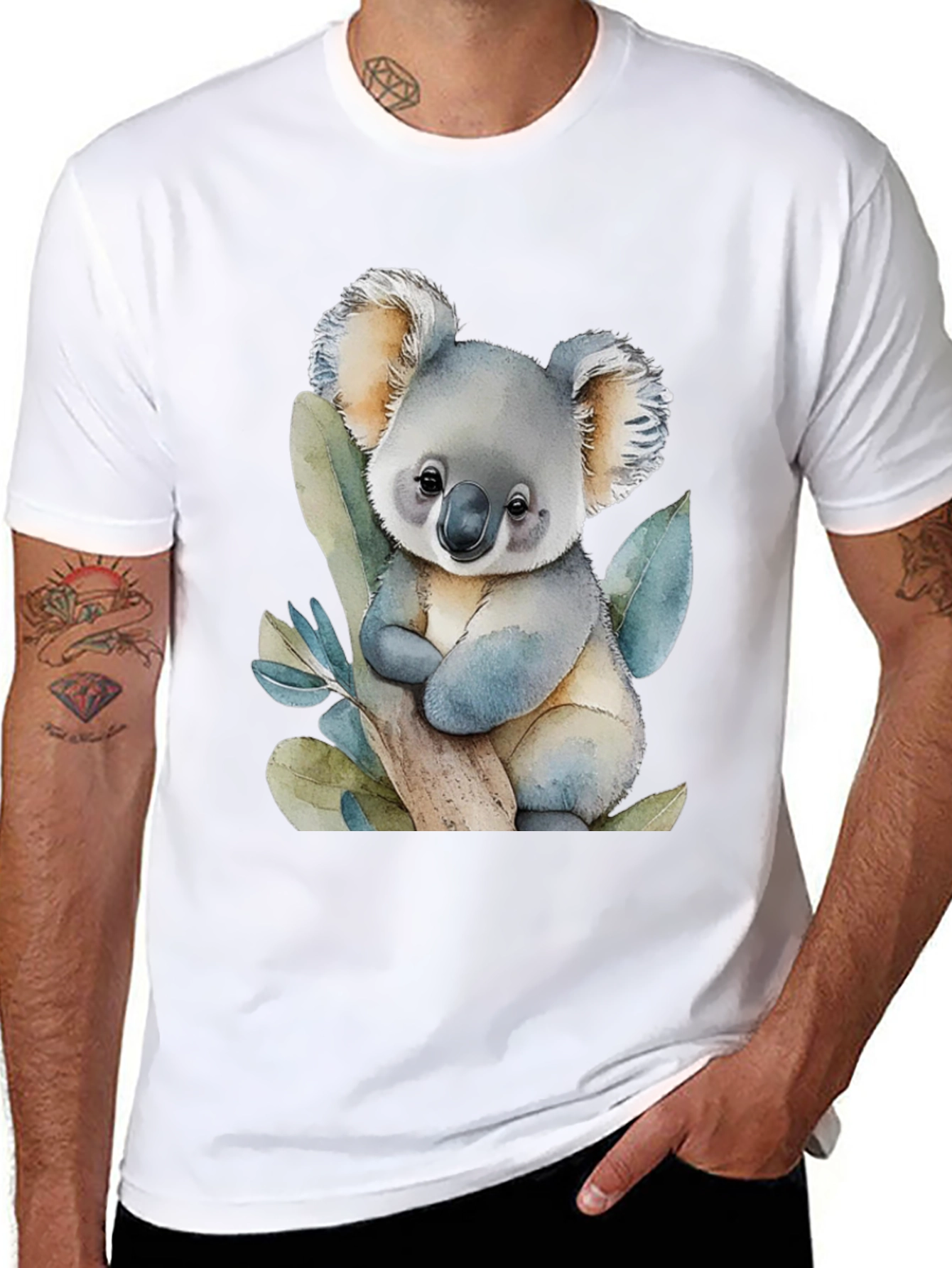 Black Cute Koala Bear Graphic T-Shirt view 8