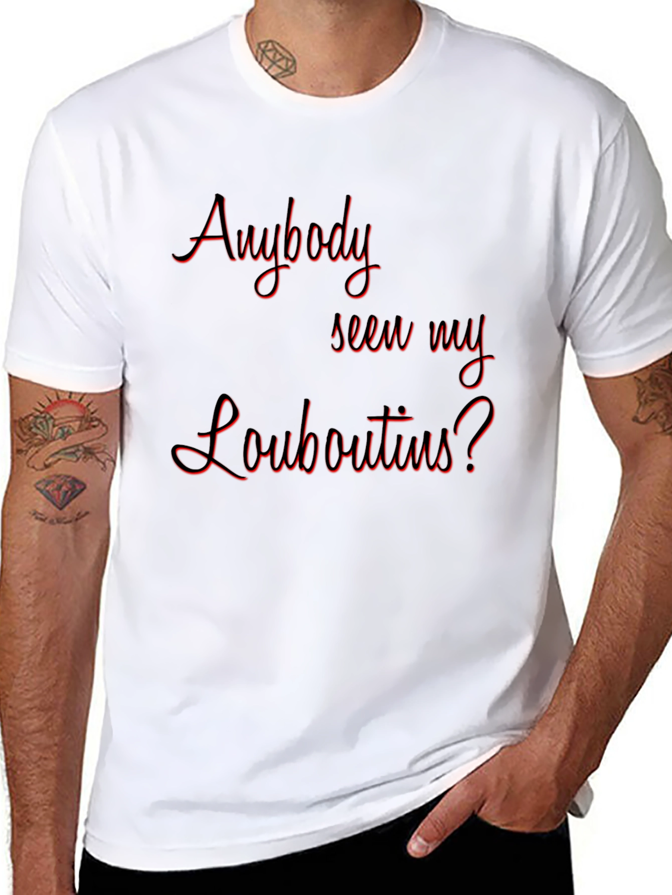 Black Anyone Seen My Louboutins? Graphic T-Shirt view 8