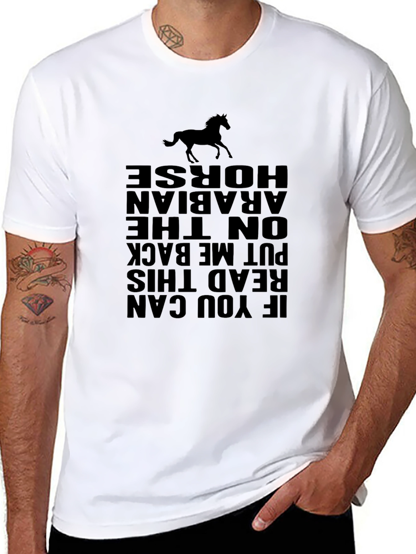 Black Horse Graphic Print Black T-Shirt view 8