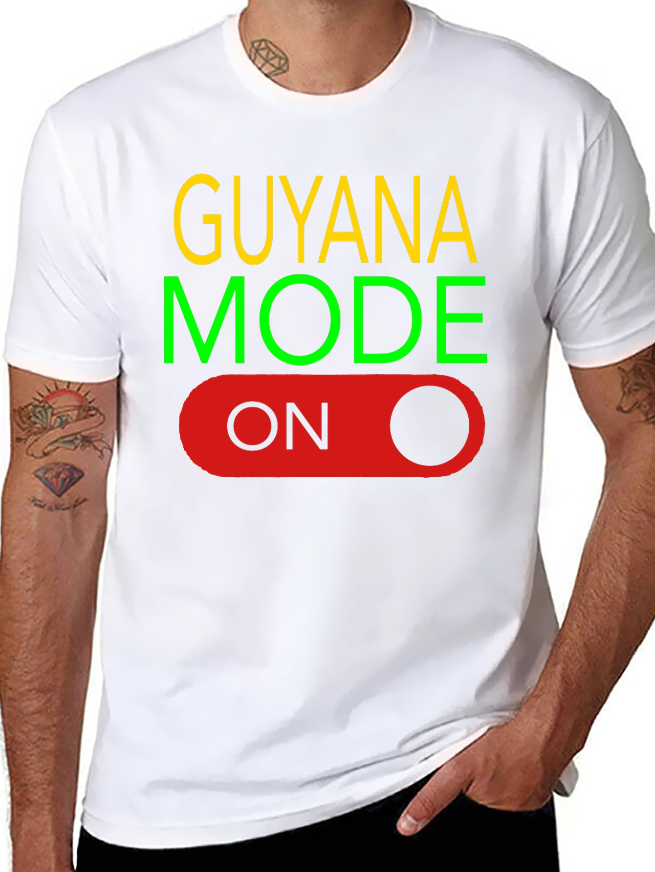 Black Guyana Mode On Black T-Shirt view 8