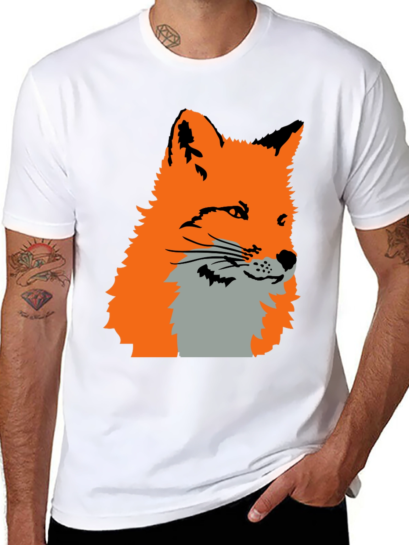 Black Fox Graphic Print T-Shirt - Black view 8