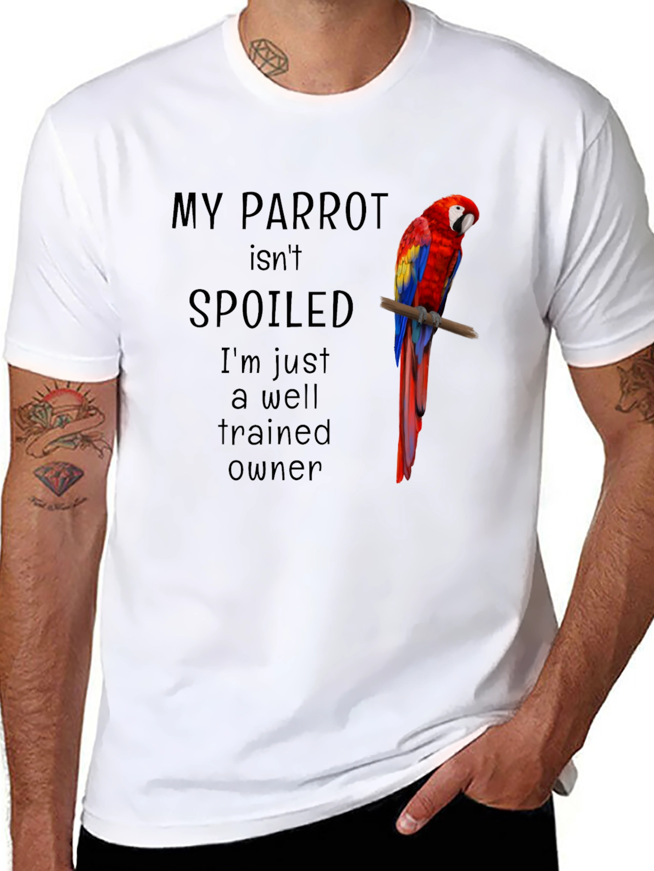 Black My Parrot Isn't Spoiled T-Shirt view 8