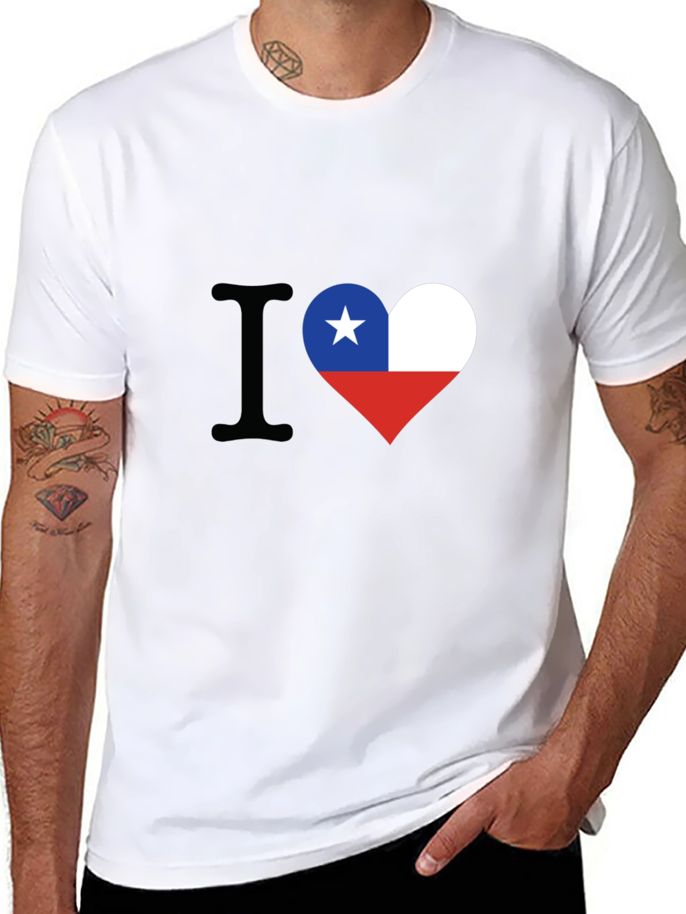 I Love Chile Heart Flag Black T-Shirt - 8