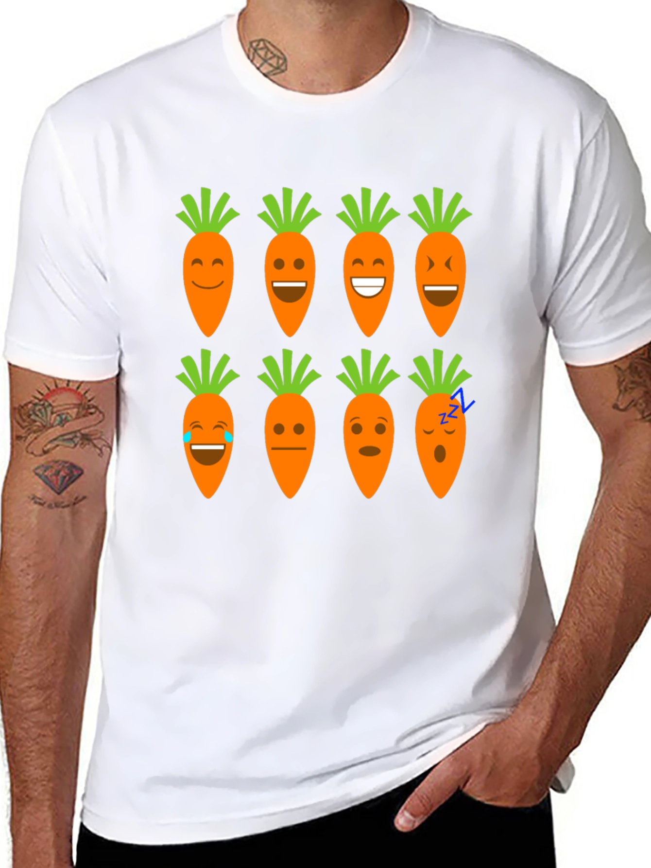 Black Funny Carrot Emoji Graphic Black T-Shirt view 8