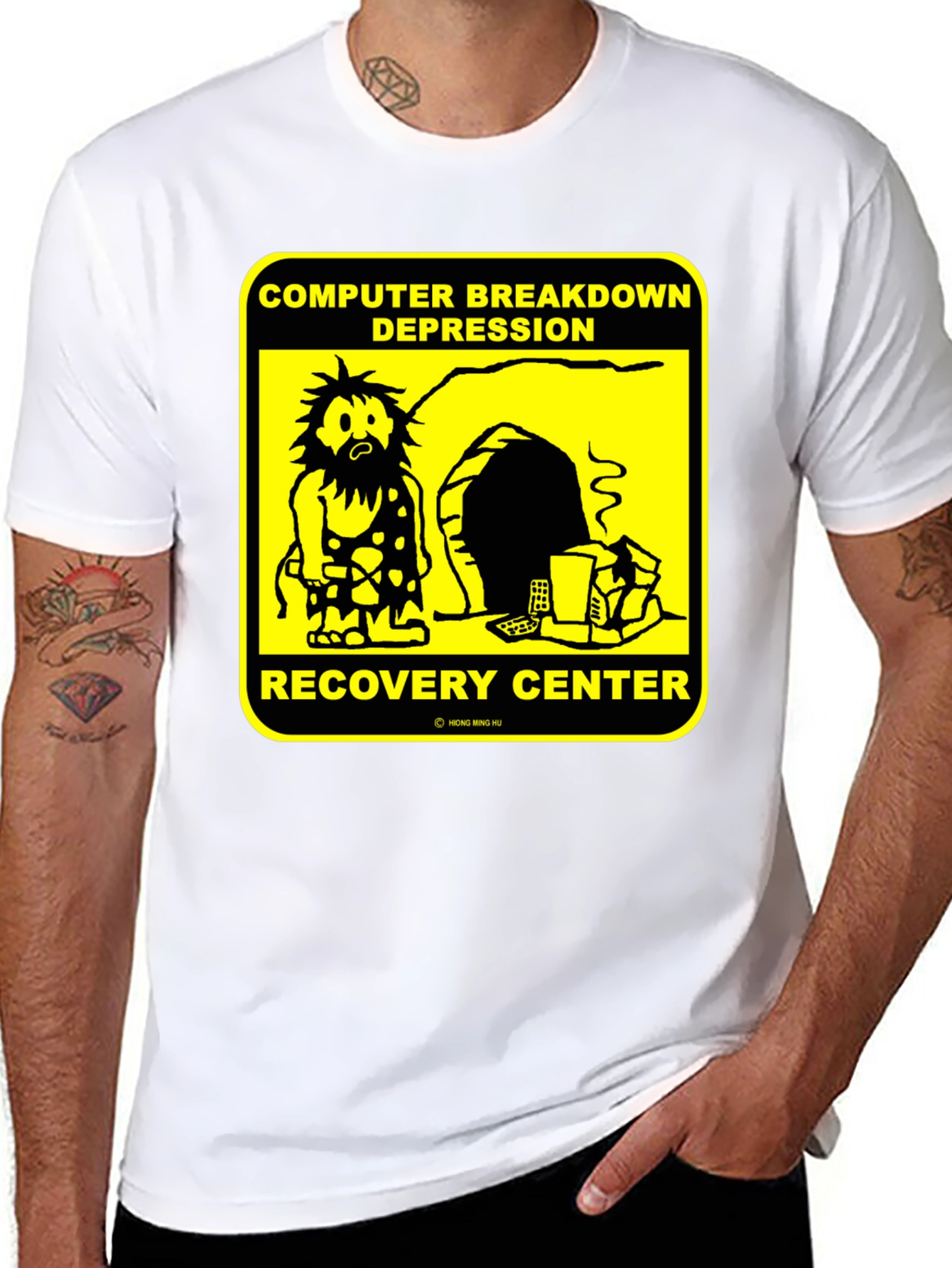 Black Computer Breakdown Recovery Center T-Shirt view 8