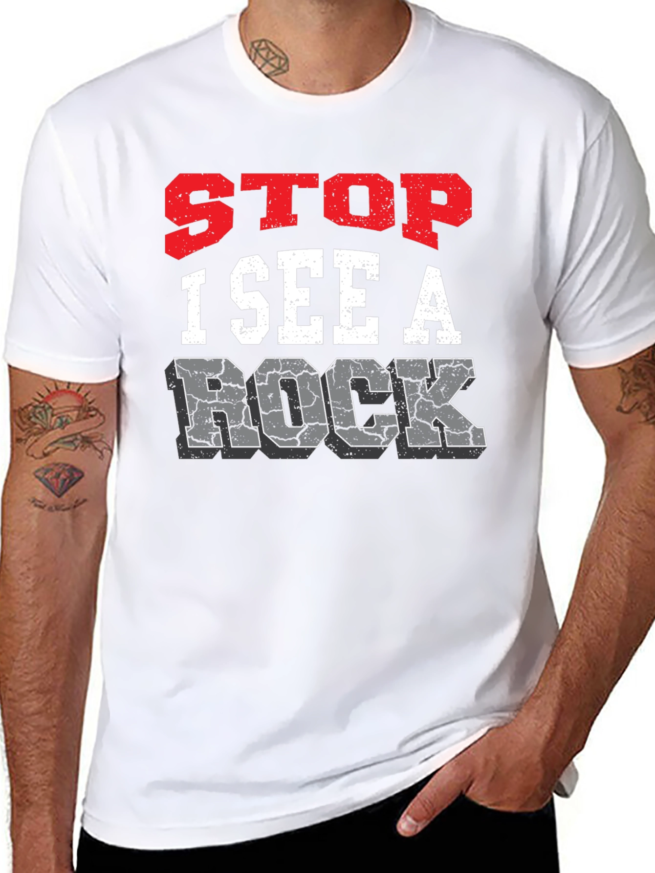 Black Stop I See A Rock Graphic Tee view 8
