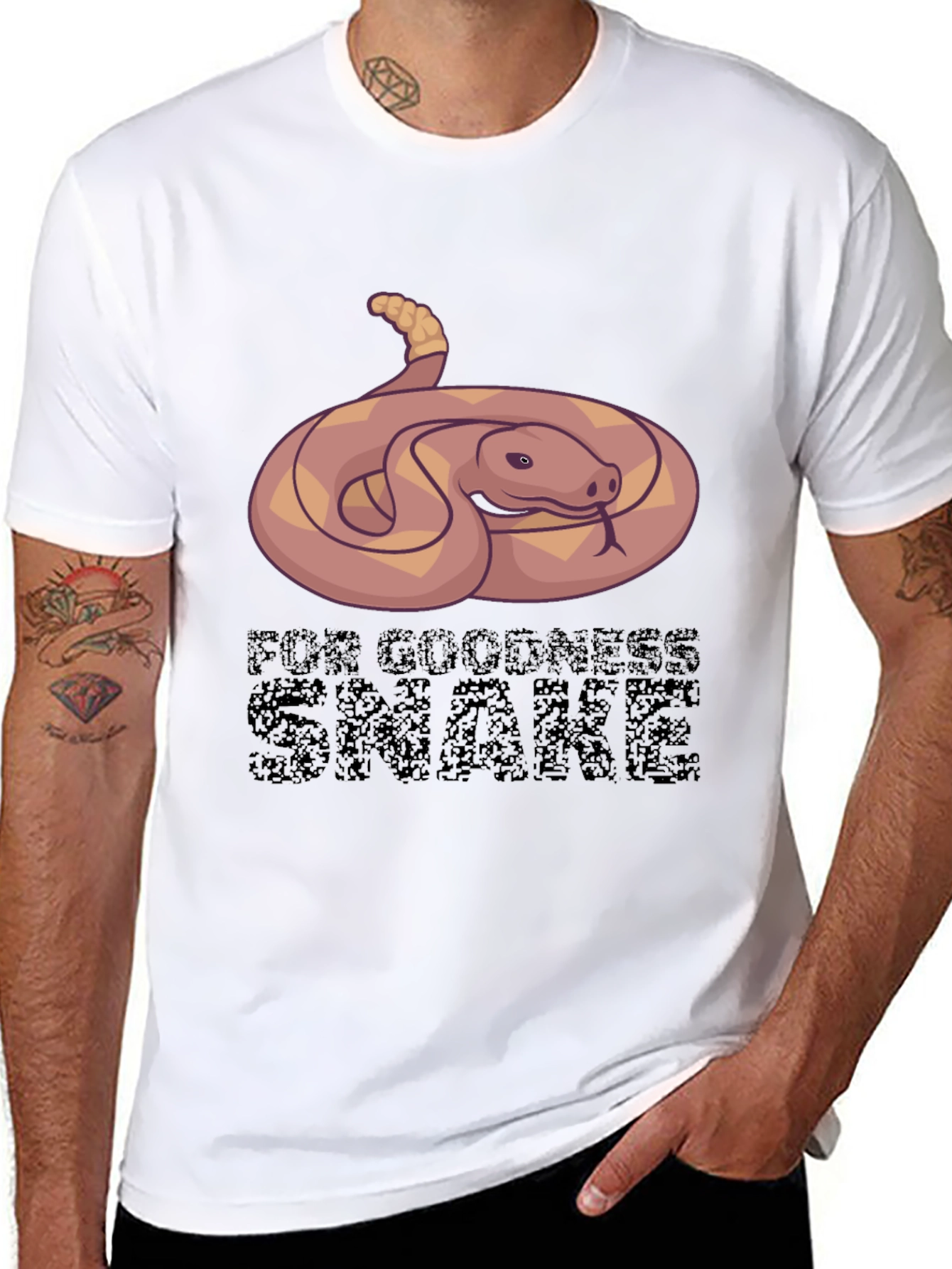 Black Funny Snake Graphic Tee - For Goodness Snake T-Shirt view 8