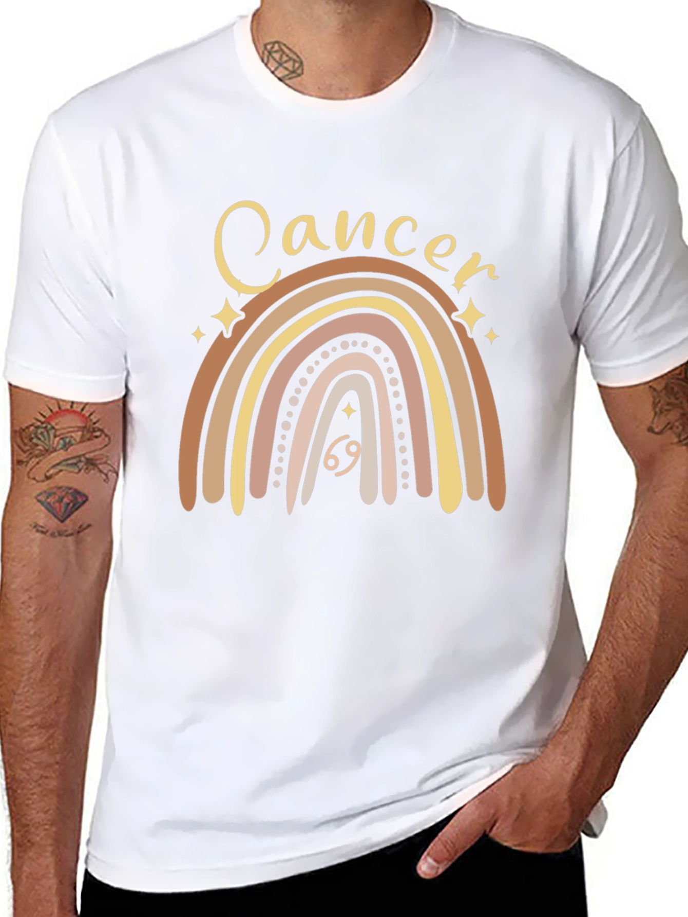 Black Cancer Zodiac Rainbow Graphic Tee view 8