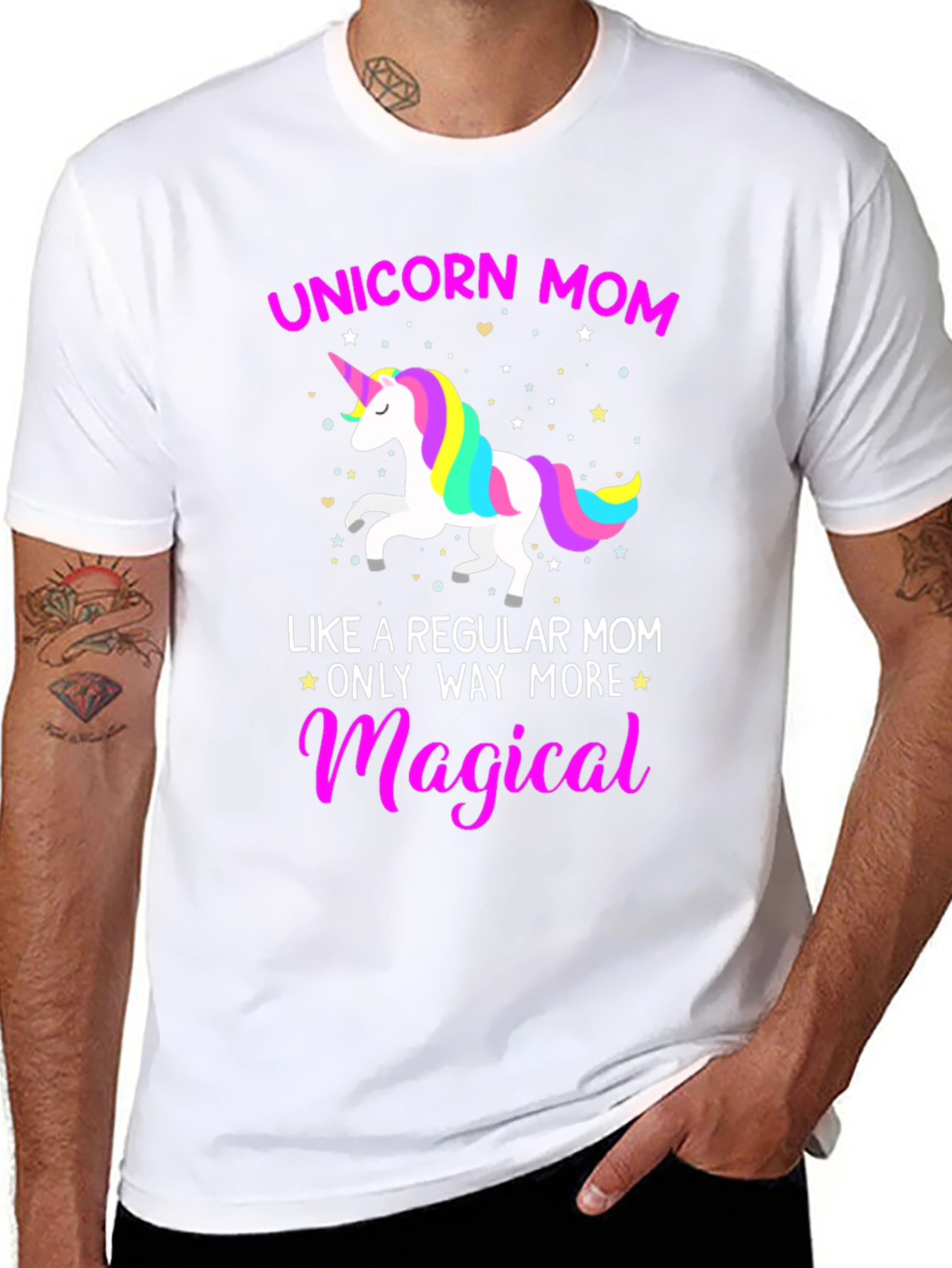 Black Unicorn Mom Magical Graphic Tee view 8