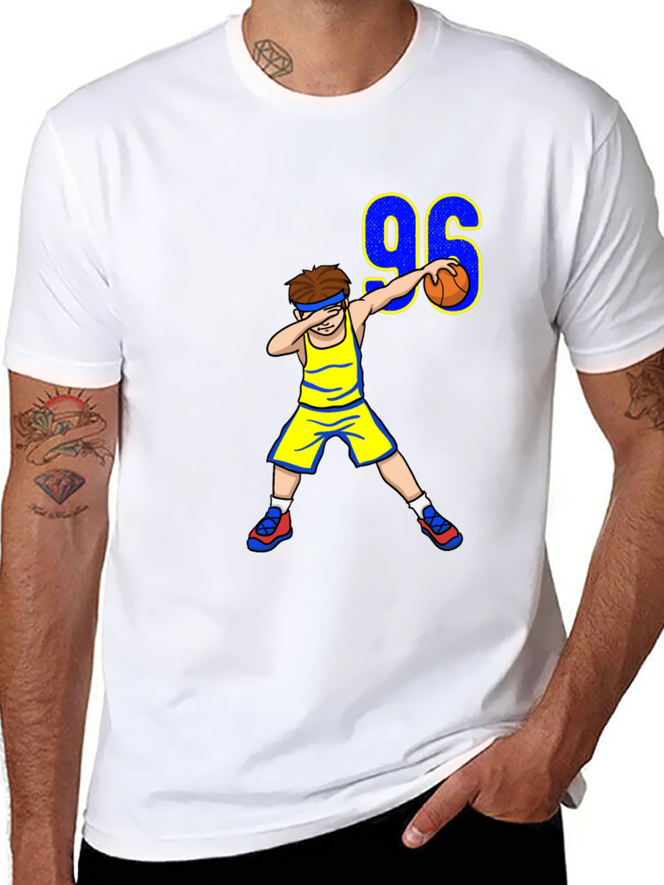 Black Dabbing Basketball Player 96 T-Shirt view 8
