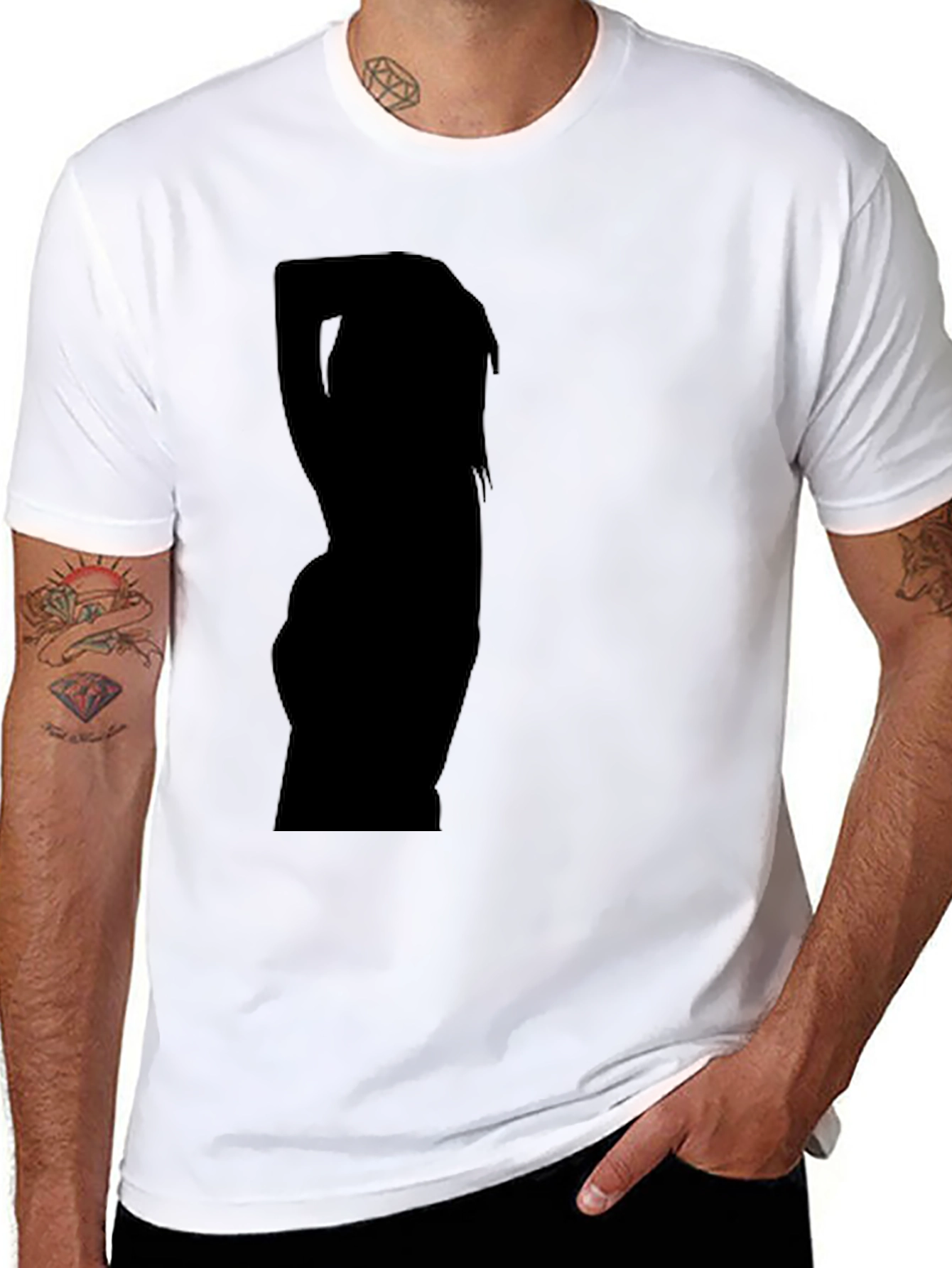 Black Men's Black Graphic Tee view 8