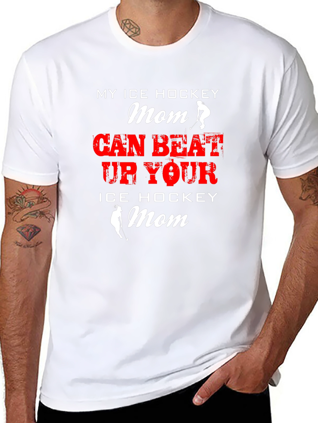 Black My Ice Hockey Mom Can Beat Up Your Mom Black T-Shirt view 8