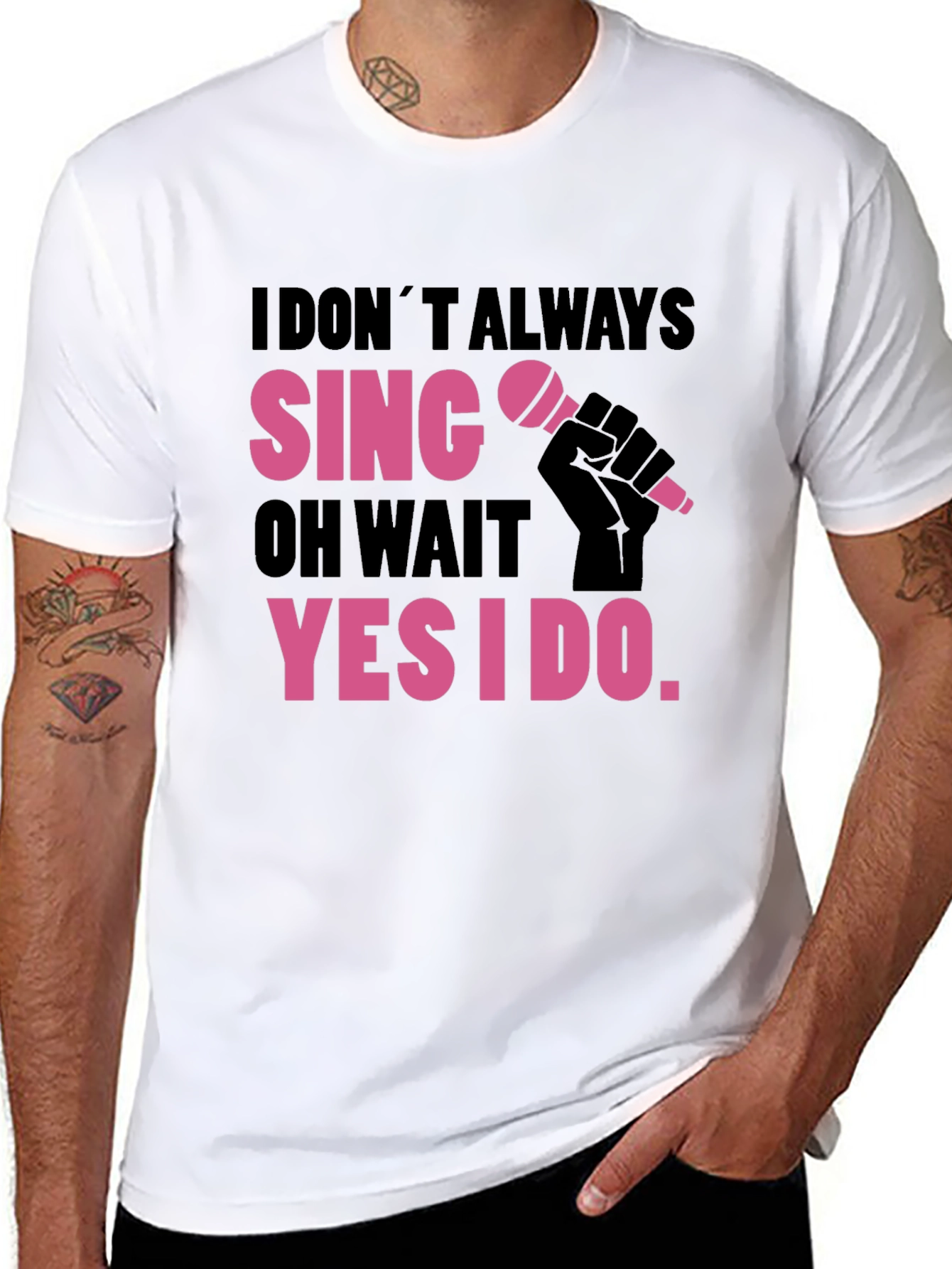 Black Funny Singer T-Shirt: I Don't Always Sing view 8