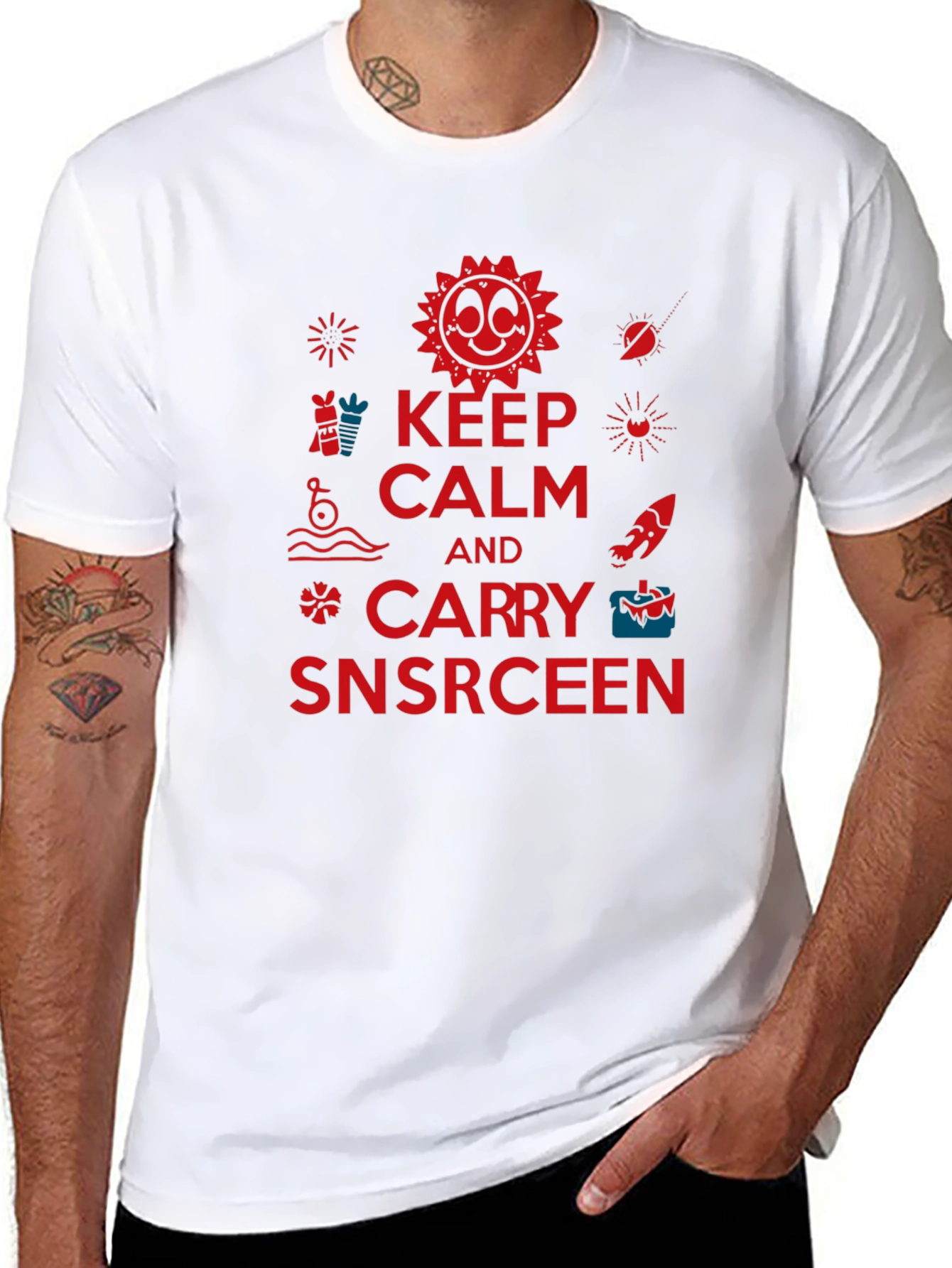 Black Keep Calm and Carry Snscrceen Graphic Tee view 8