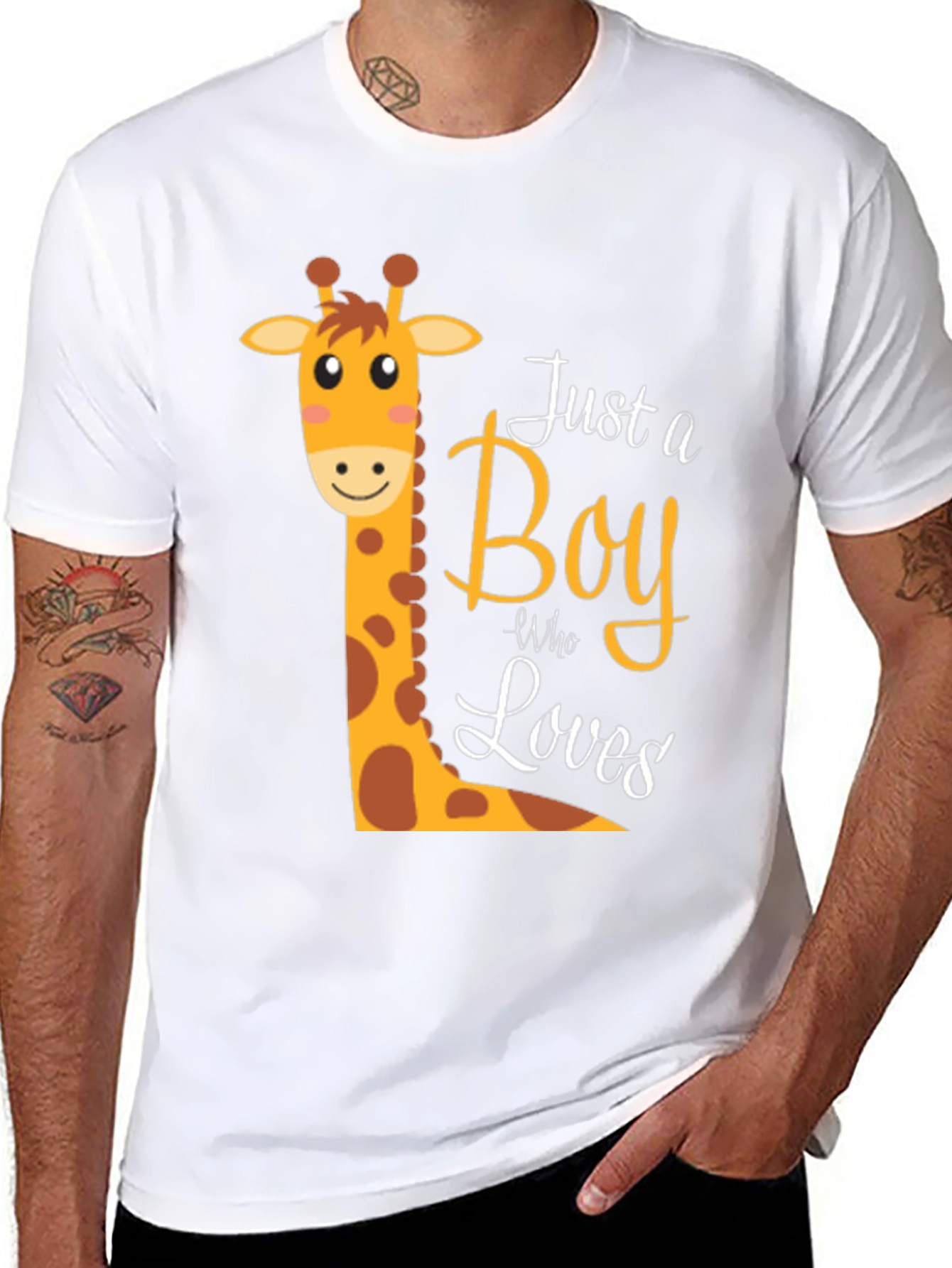 Black Boy Giraffe Graphic T-Shirt - Fun & Stylish Tee view 8