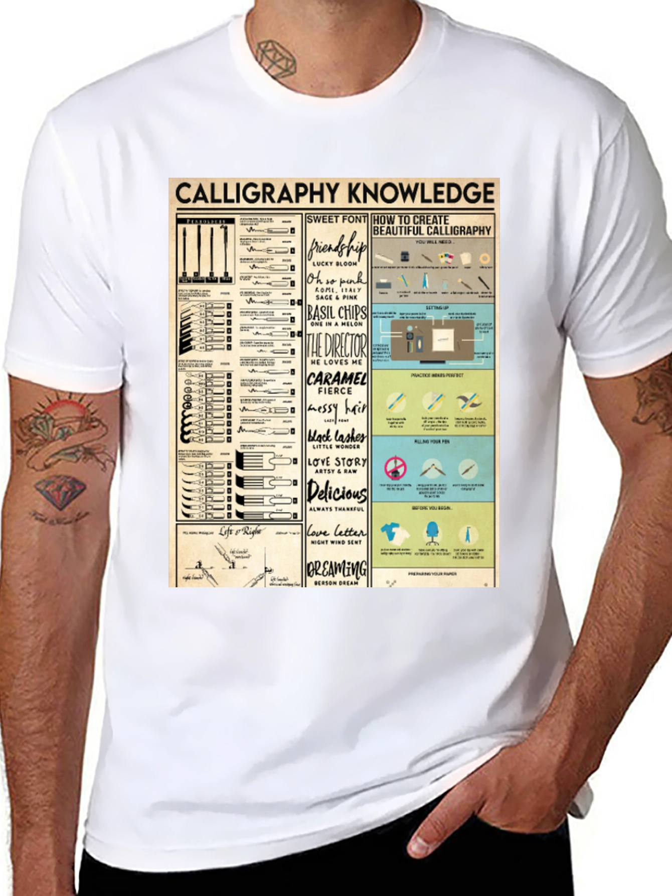 Black Calligraphy Knowledge Graphic T-Shirt view 8
