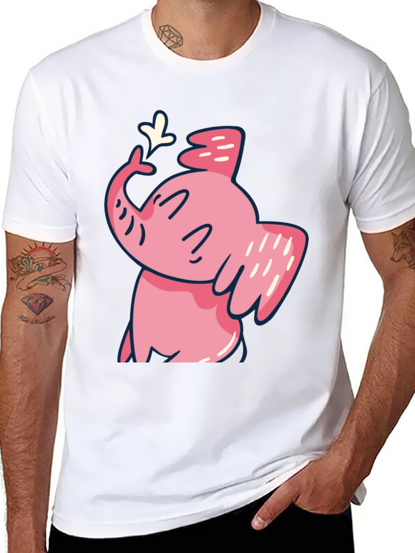 Black Cute Pink Elephant Graphic T-Shirt view 8