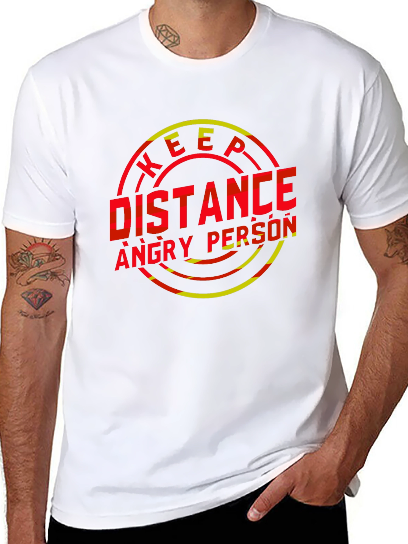 Black Keep Distance Angry Person Graphic T-Shirt view 8