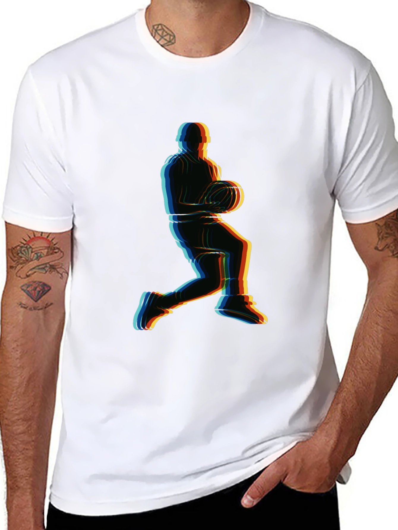 Black Basketball Player Graphic Tee - Retro Style view 8