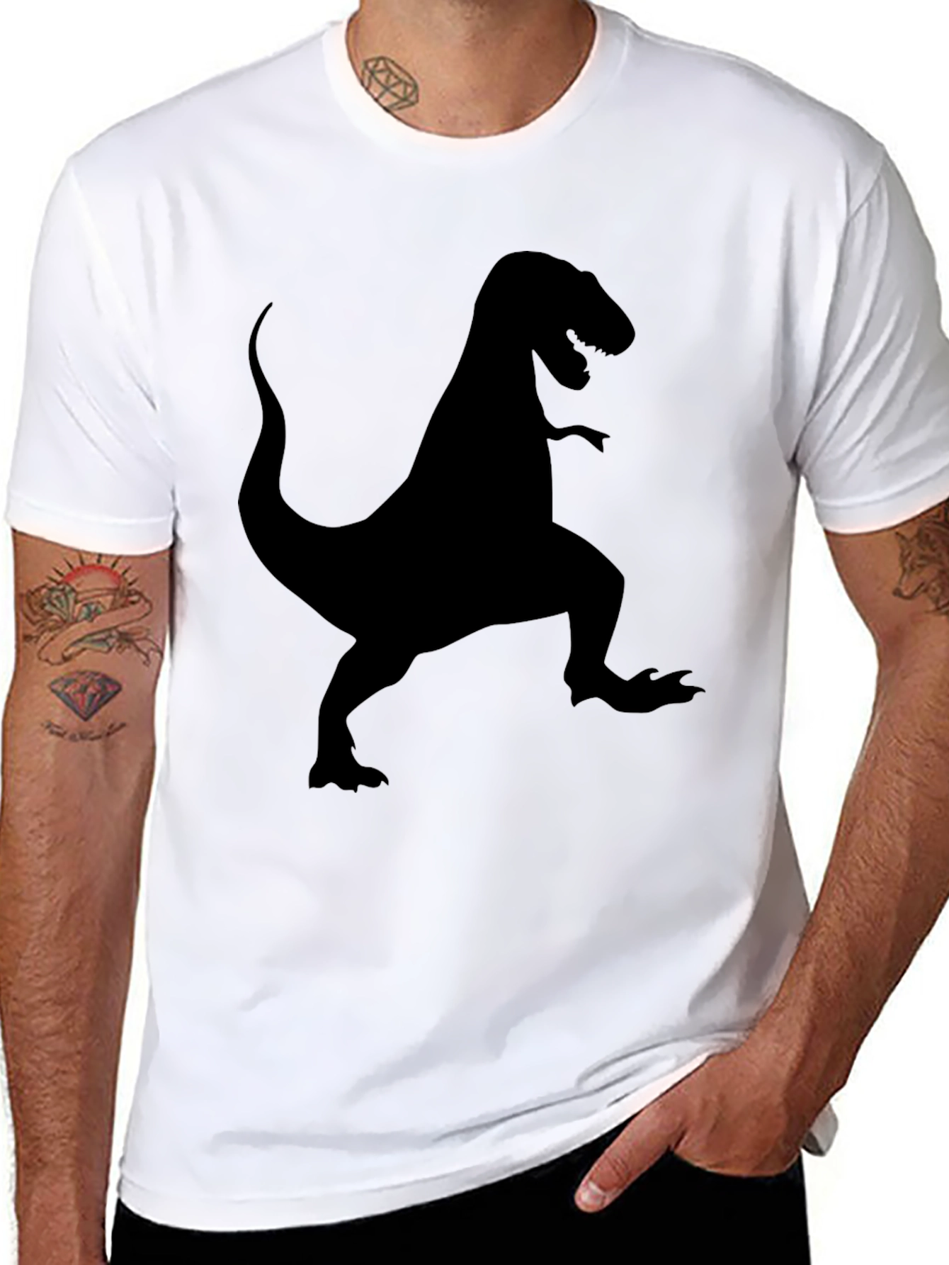 Black Dinosaur T-Shirt - Men's Black Graphic Tee view 8