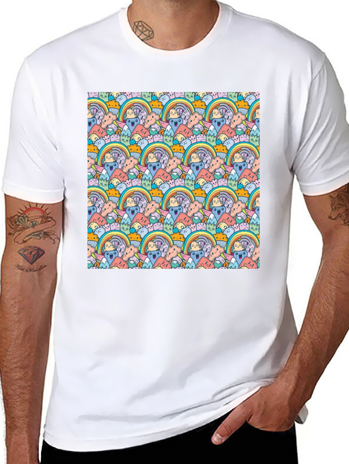Black Rainbow Doodle T-Shirt view 8