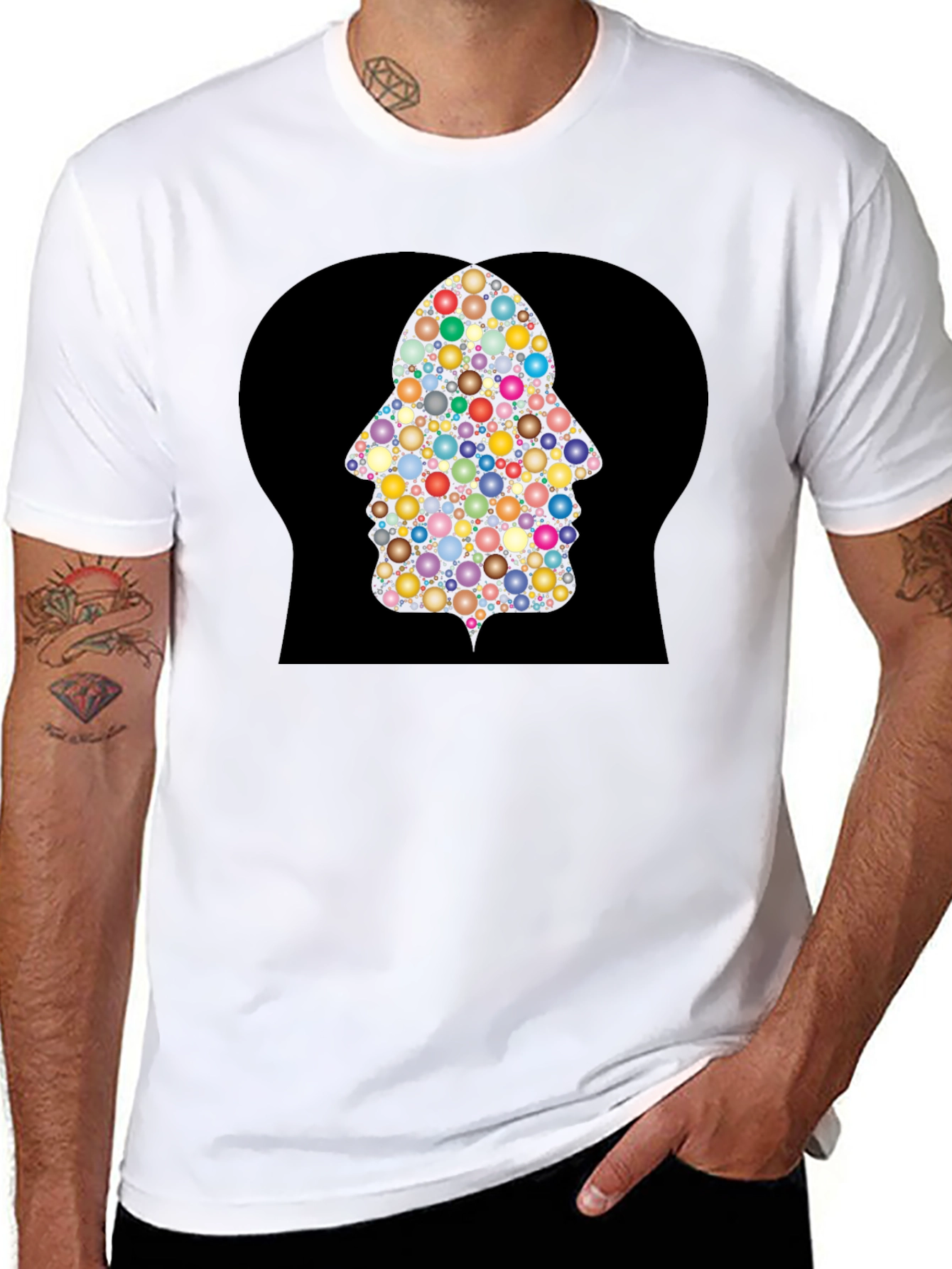 Black Bubble Hamsa Hand Graphic Tee - Black view 8