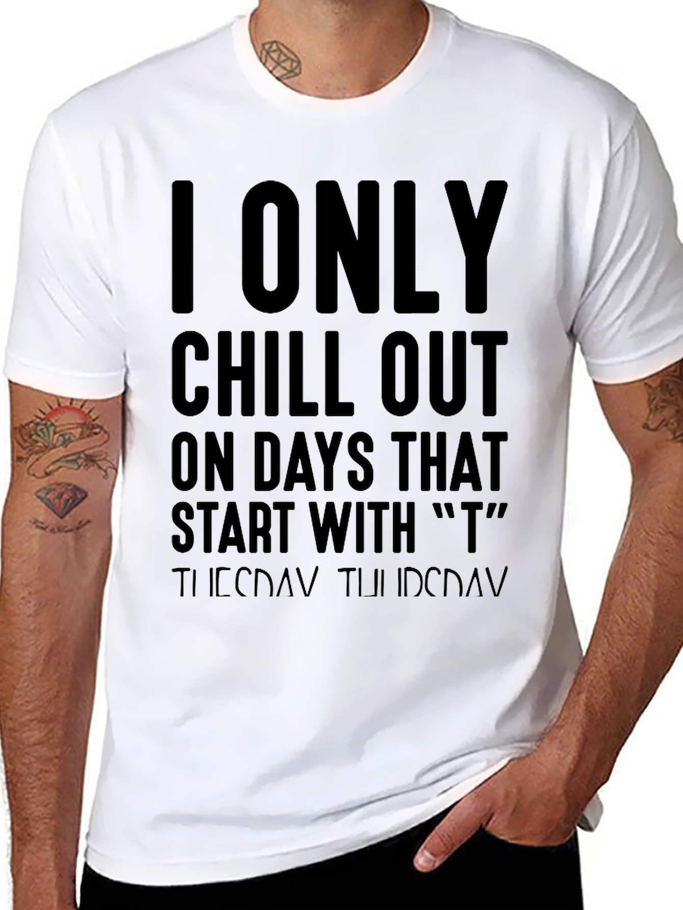 Black I Only Chill Out T-Shirt - Funny Weekend Tee view 8