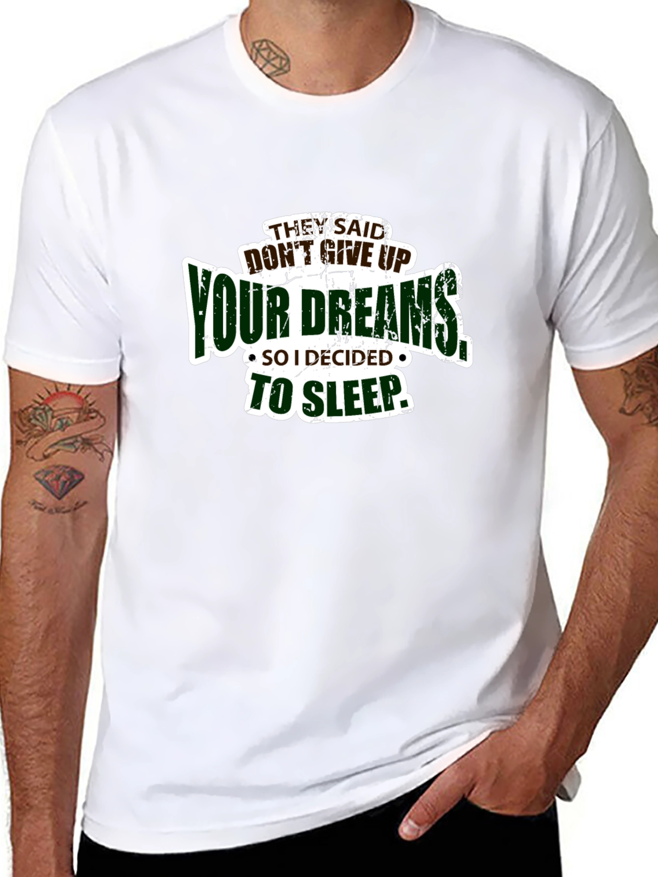 Black Funny Don't Give Up Your Dreams Men's Black T-shirt view 8