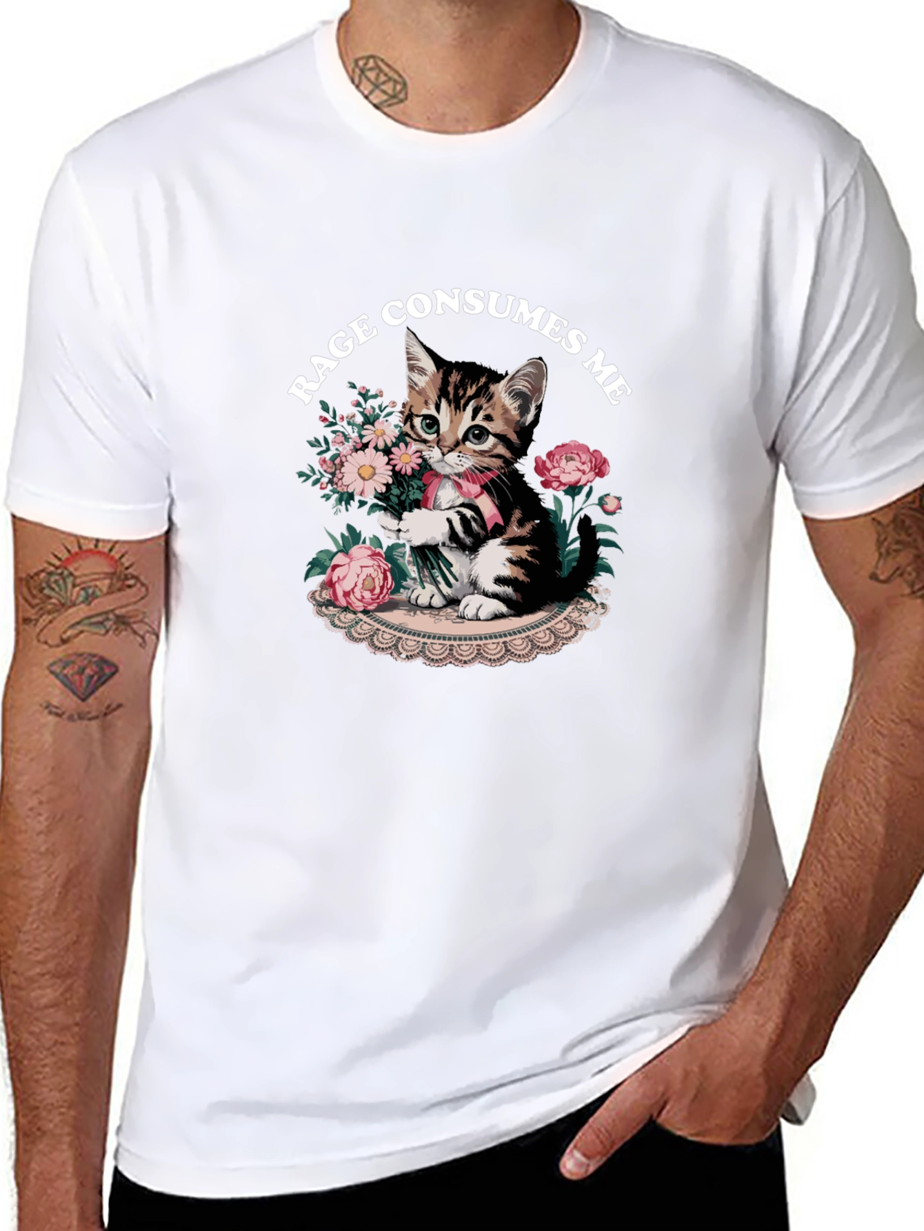 Black Rage Consumes Me Kitten Graphic T-Shirt view 8