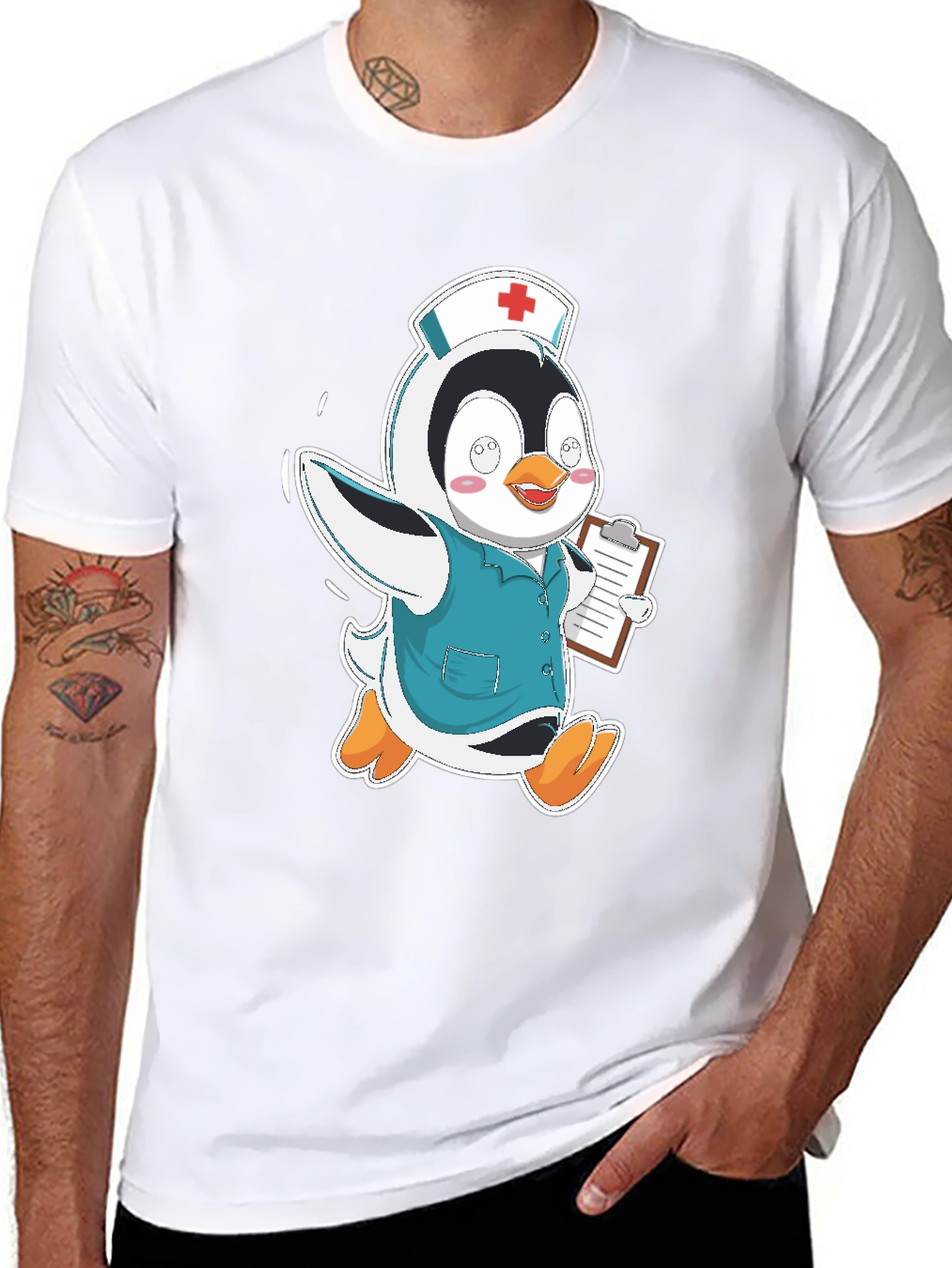 Black Nurse Penguin T-Shirt view 8