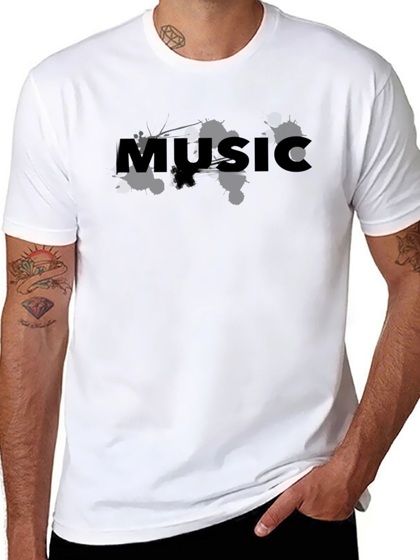 Black Music Graphic Print Black T-Shirt view 8